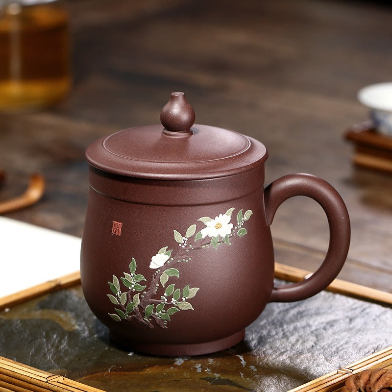 Premium Yixing Purple Clay Teacup for Wealthy Flower Tea - Handcrafted Chinese Ceramic Tea Cup for Gongfu Tea Ceremony, Home & Office Use