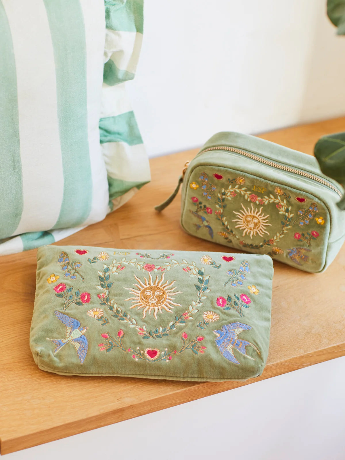 Elizabeth Scarlett Velvet Everyday Pouch - Olive Earth Goddess | Premium Makeup Bag & Travel Organizer | Perfect for Cosmetics, Jewelry & Essentials Storage