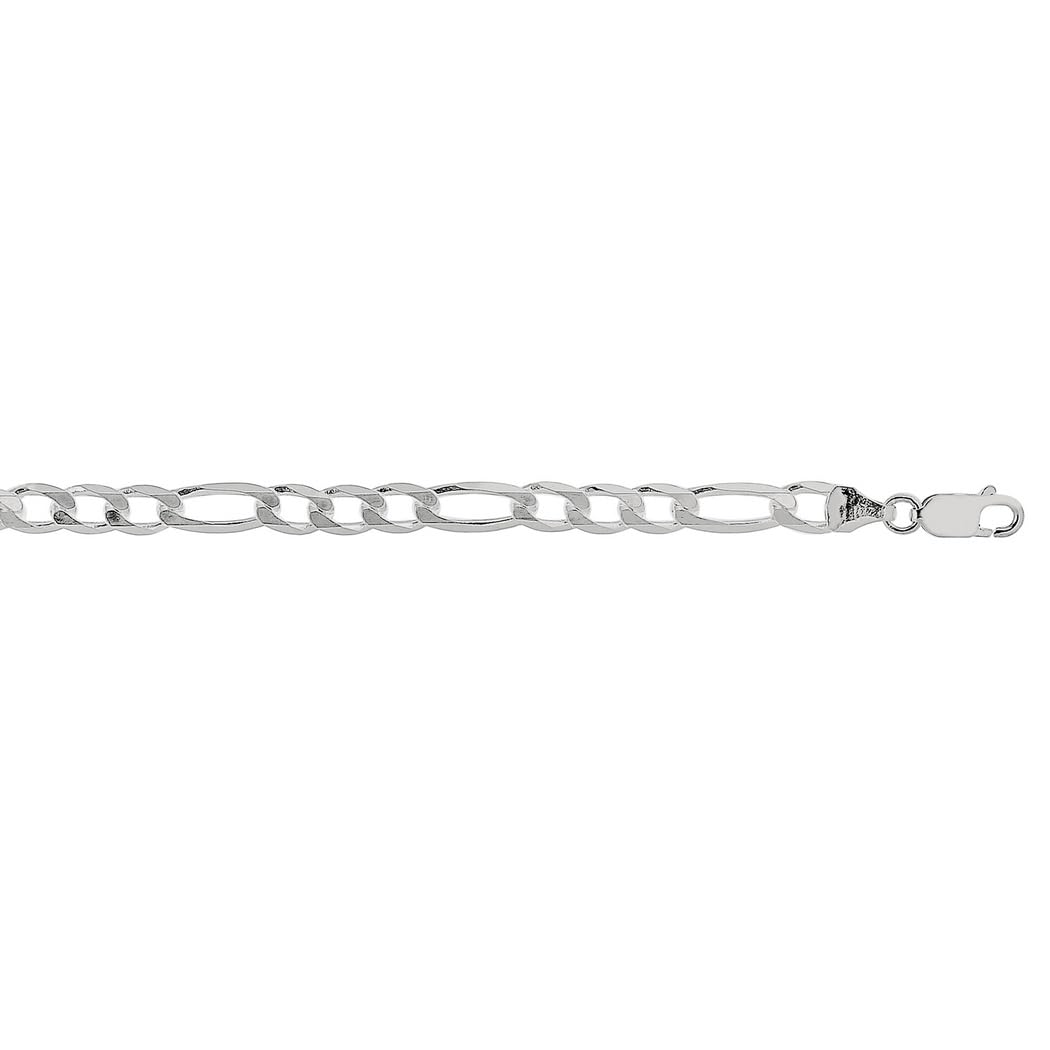 925 Sterling Silver Rhodium Plated Sparkle Cut Figaro Chain Necklace for Women & Men - Adjustable Lengths 16