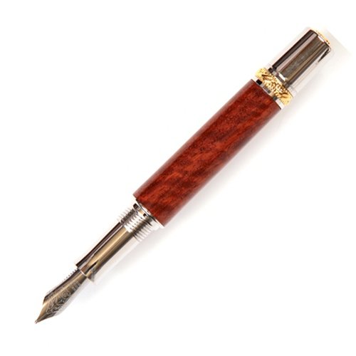 Lanier Majestic Fountain Pen with 22kt Gold Nib & Beeswing Narra Wood - Luxury Writing Instrument for Professionals, Calligraphy & Gift Giving