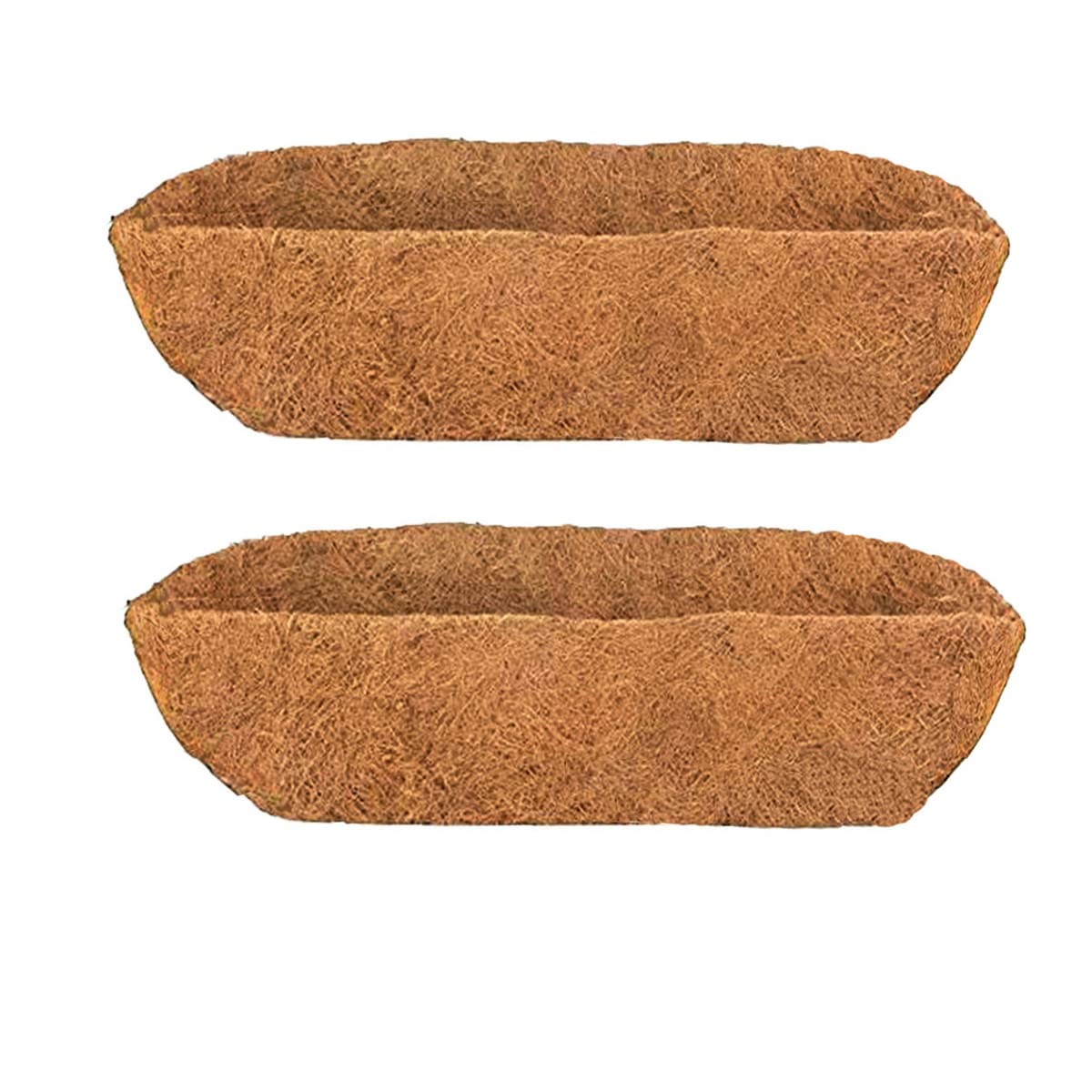 2 Pack 24 Inch Trough Coco Liners - Replaceable Coconut Fiber Liners for Window Box Planters, Fence Flower Baskets - Perfect for Outdoor Gardening & Home Decor