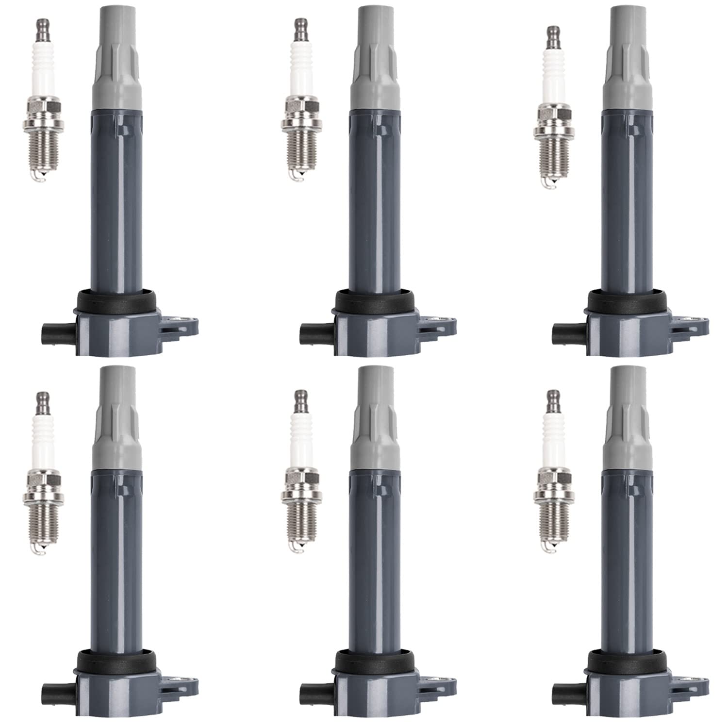 6-Piece Ignition Coil Pack & Iridium Spark Plug Set Compatible with Chrysler Dodge 300 Sebring Avenger Charger Magnum Stratus 2006-2010 2.7L V6 Engine - UF502 Replacement Parts for Smoother Acceleration & Better Fuel Efficiency