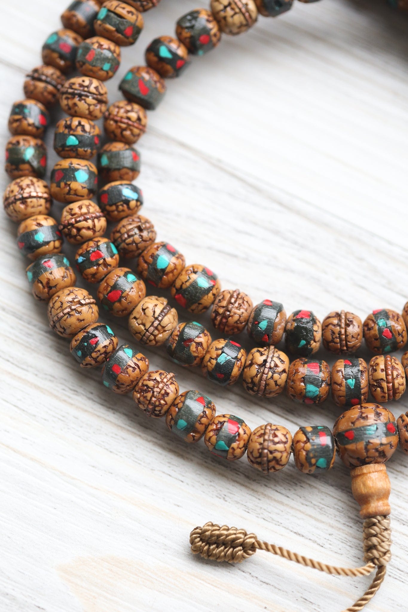 Authentic Rudraksha Mala Beads - Handcrafted Spiritual Prayer Necklace for Meditation & Yoga | Art & Heritage Inlaid Design