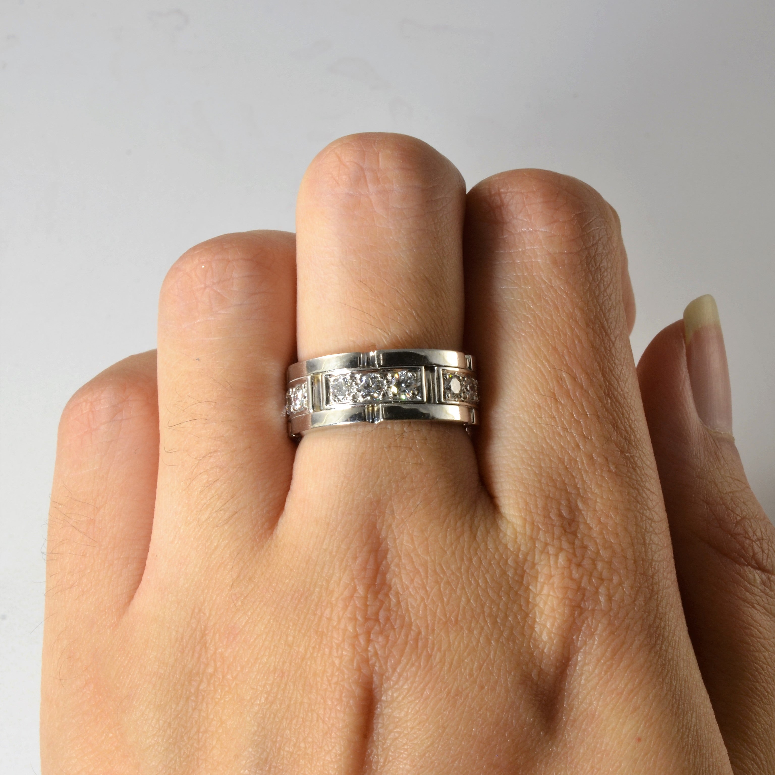 1.05ctw Diamond Brick Band Ring - Size 6.5 | Elegant Stackable Wedding Band, Anniversary Gift for Women | Perfect for Everyday Wear & Special Occasions