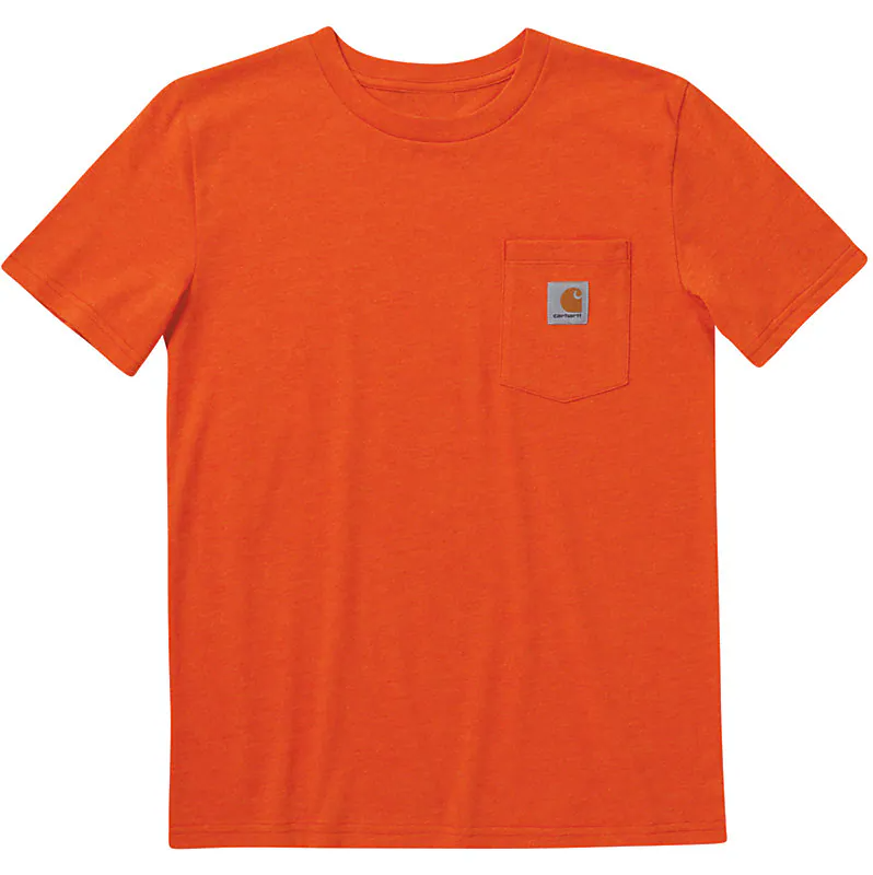 Carhartt Kids Short Sleeve Pocket T-Shirt - Orange | Soft Cotton Tee for Boys & Girls | Perfect for School, Play & Everyday Wear