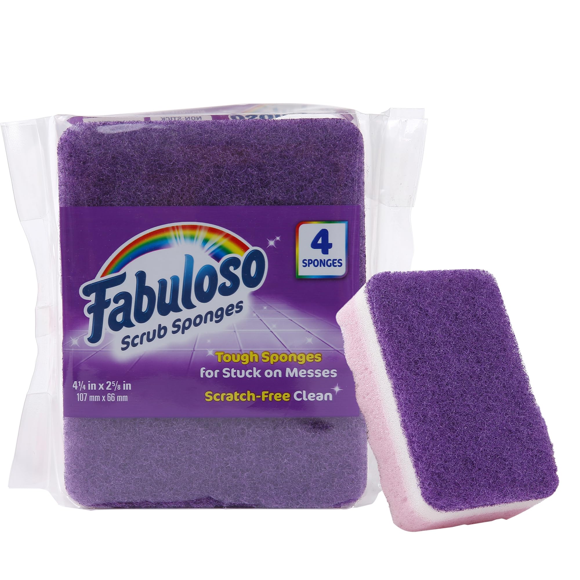 Fabuloso Purple Sponges 4-Pack | Non-Scratch Dish Sponges for Kitchen Cleaning | Safe for Dishes, Countertops & Delicate Surfaces | Perfect for Daily Dishwashing & Household Cleaning Tasks