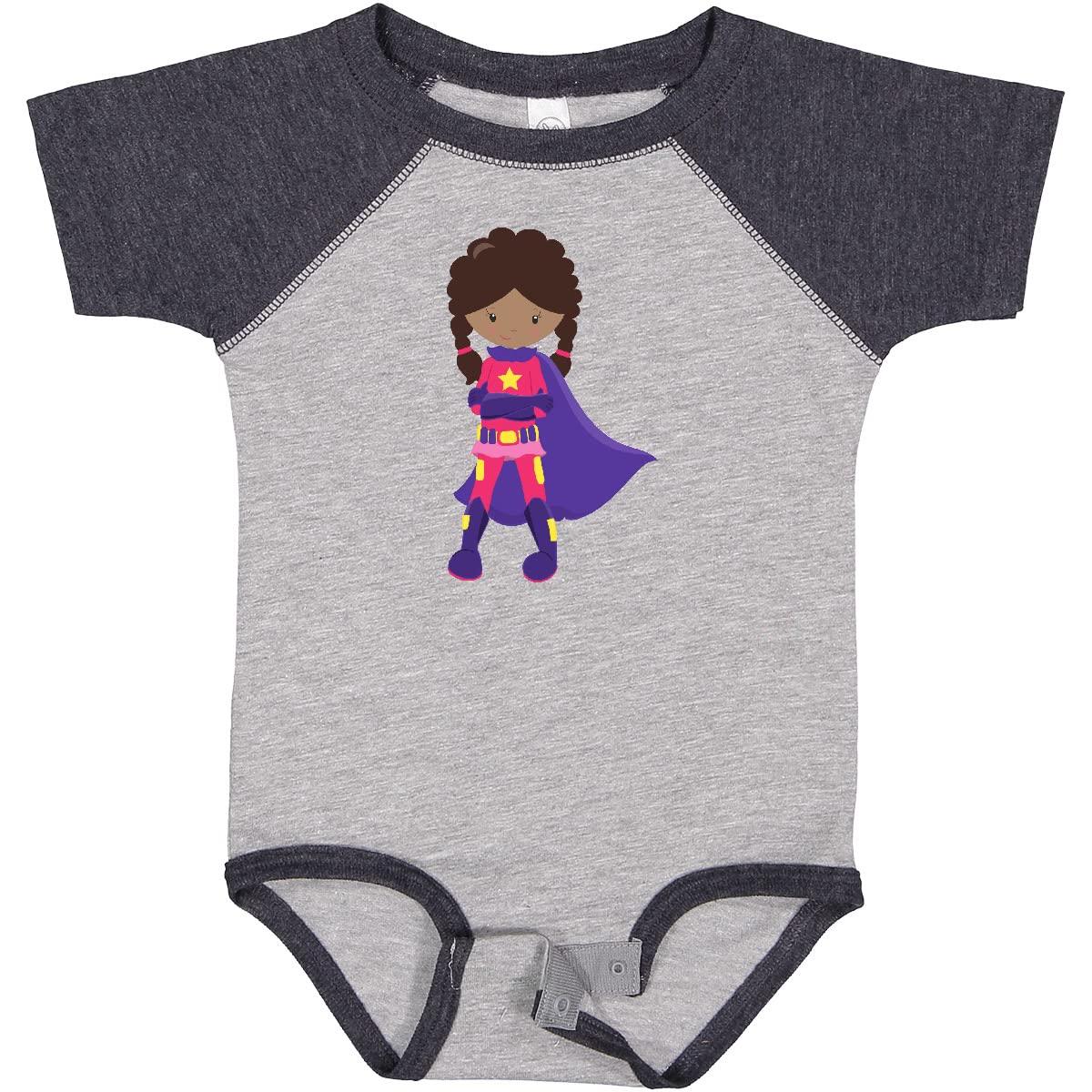 Inktastic African American Superhero Girl Cape Baby Bodysuit - Cute Infant Outfit for Playdates, Costume Parties & Superhero-Themed Events