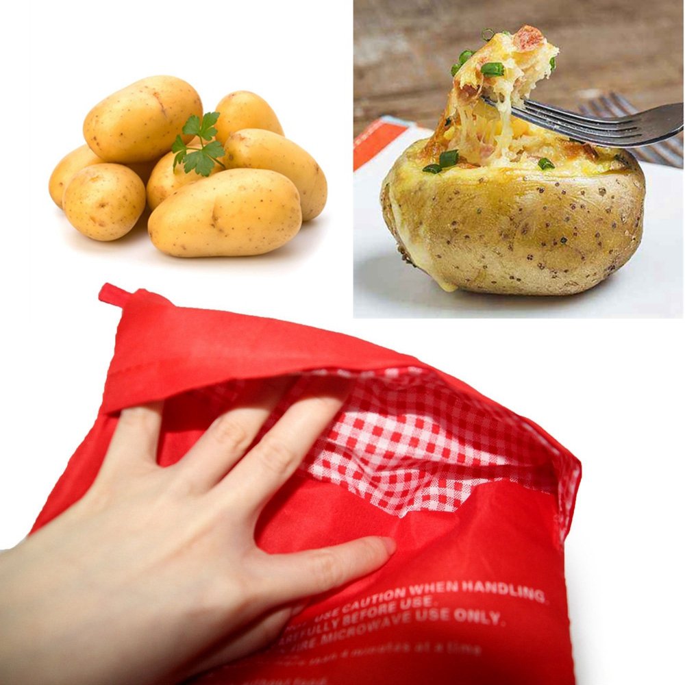 2 Pack Reusable Microwave Potato Pouch - Insulated Steaming Bags for Perfect Potatoes, Yams & Corn | Quick Cooking Kitchen Accessory for Baked Potatoes, Vegetables & Side Dishes
