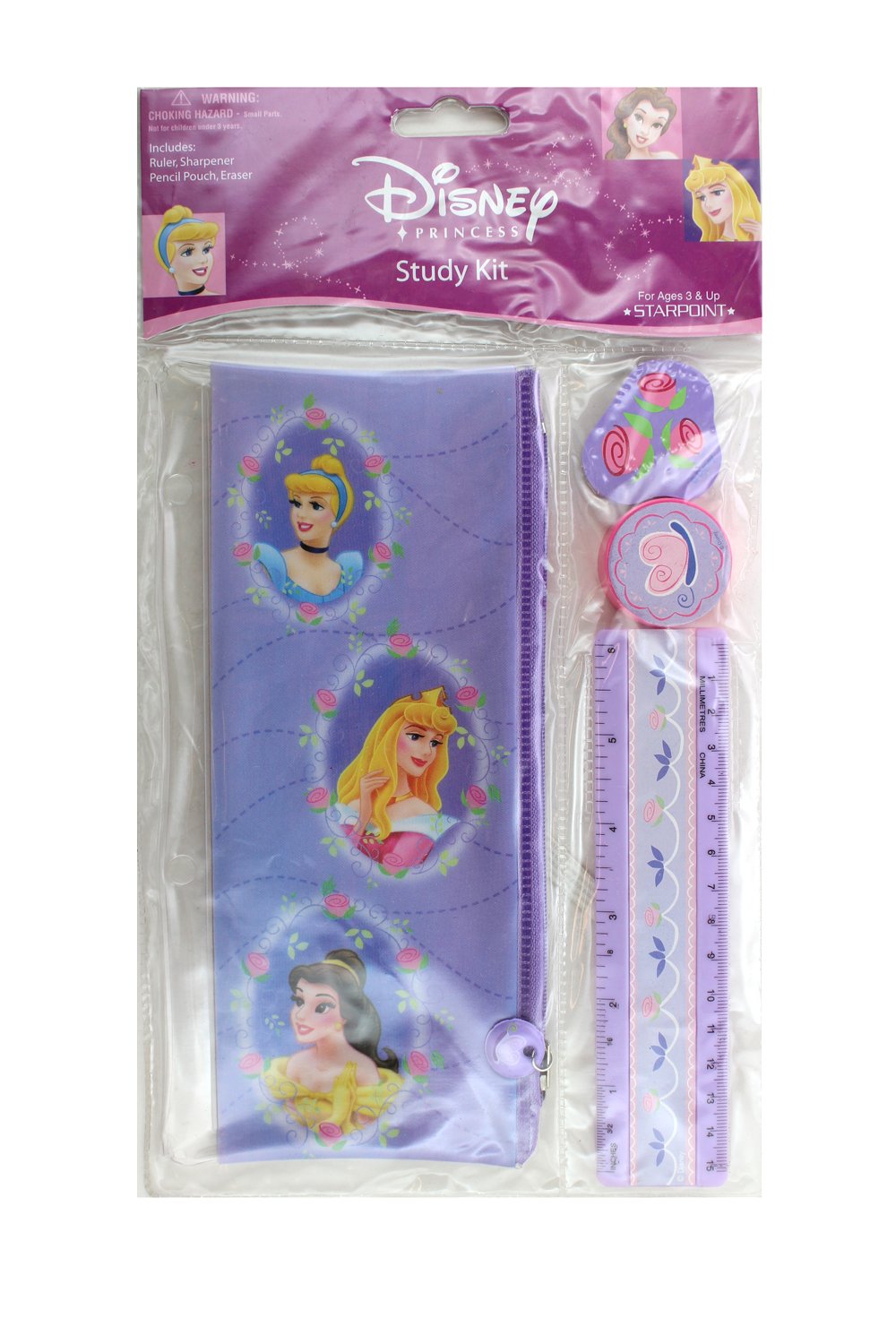 Disney Princess 4-Piece Study Kit - Kids School Supplies Set with Pencils, Notebook, Eraser & Ruler | Perfect for Back to School, Homework & Classroom Learning