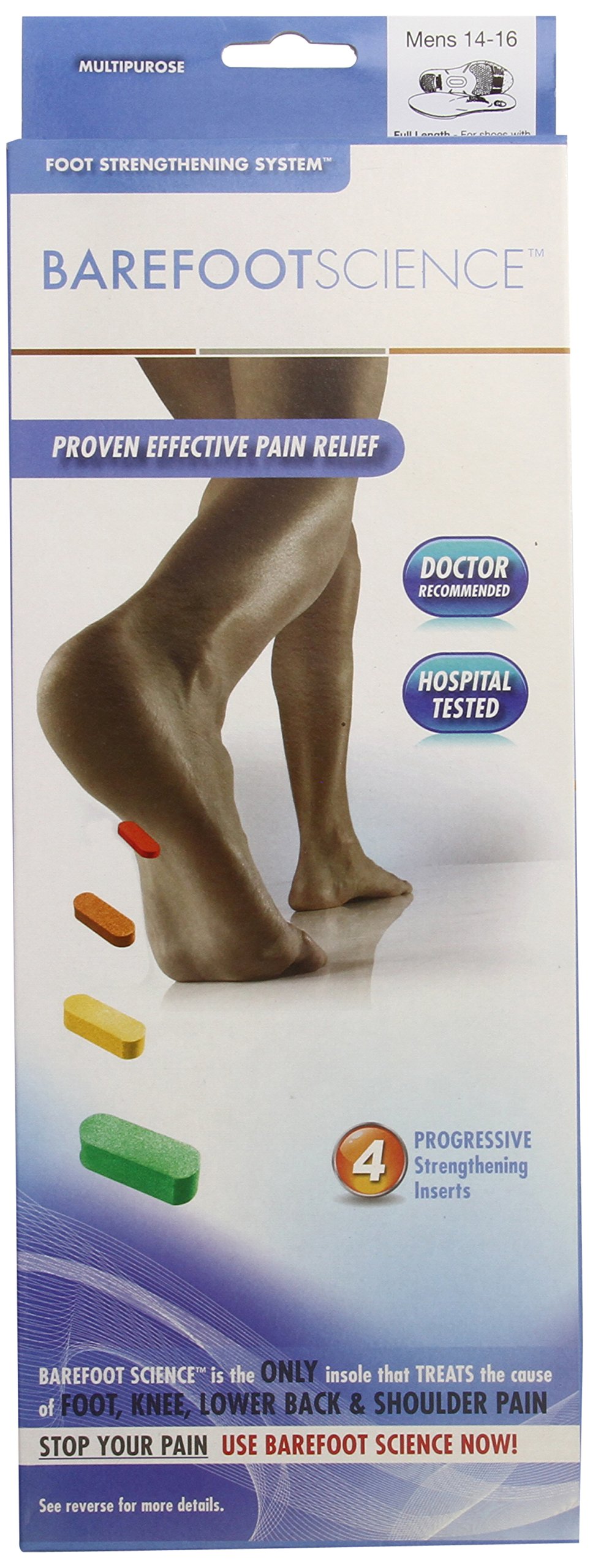 Barefoot Science 4-Step Multi-Purpose Insoles - Full Length Orthotic Support for XXL Size | Perfect for Running, Hiking & Everyday Comfort