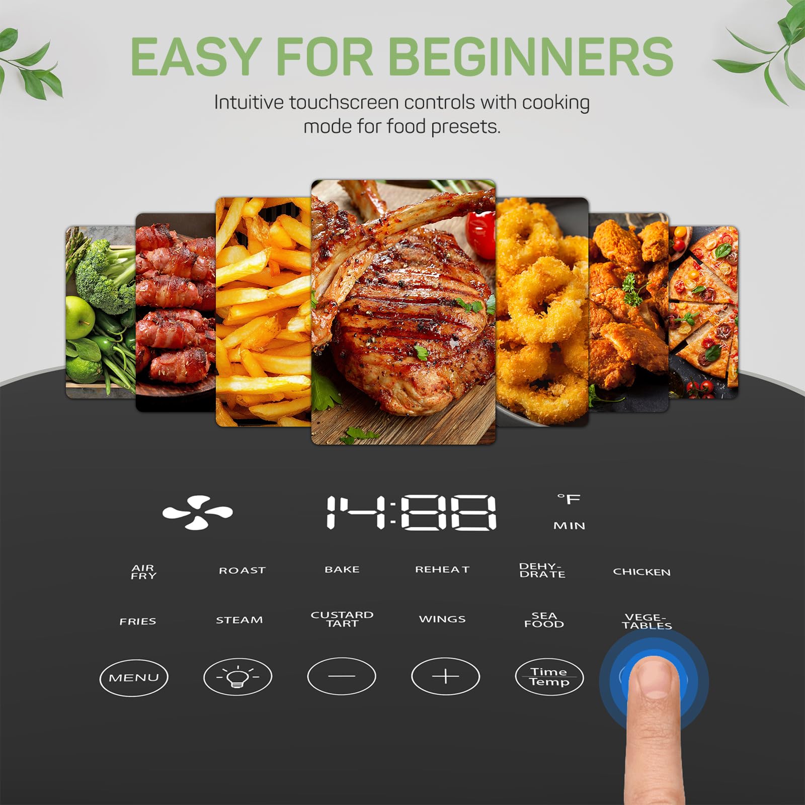 6-Quart Air Fryer with Viewing Window - 12-in-1 Multi-Function for Air Frying, Roasting, Baking, Reheating & Dehydrating | Up to 400°F | Perfect for Healthy Cooking, Meal Prep & Quick Family Dinners