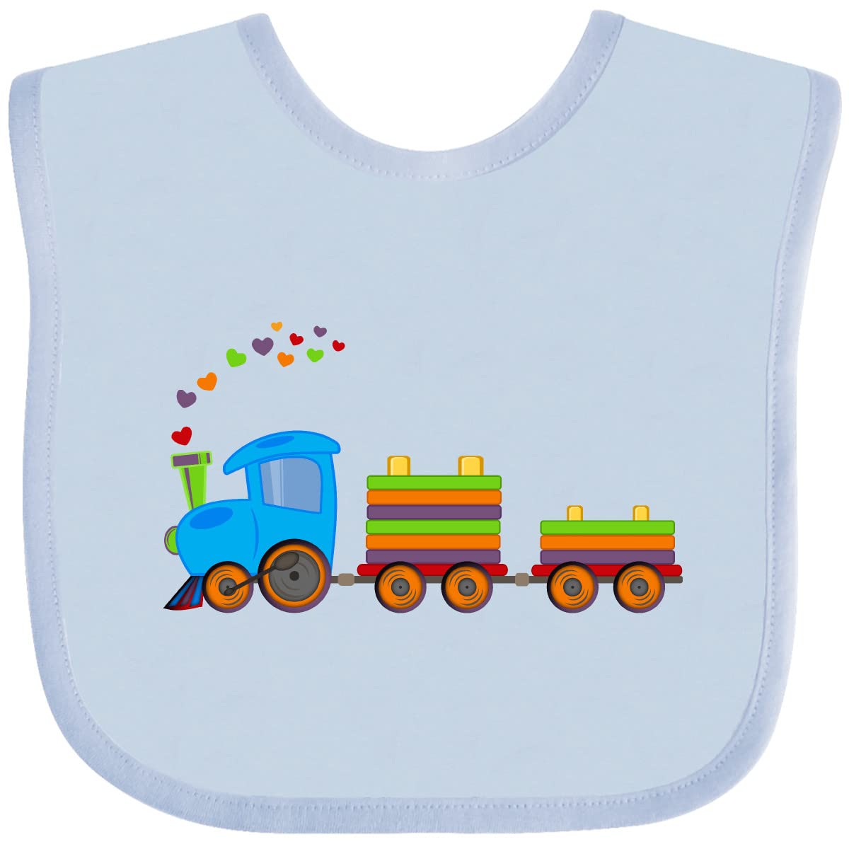 Inktastic Colorful Toy Train Baby Bib - Soft Cotton Drool Bibs for Infants & Toddlers - Perfect for Feeding, Teething, and Playtime