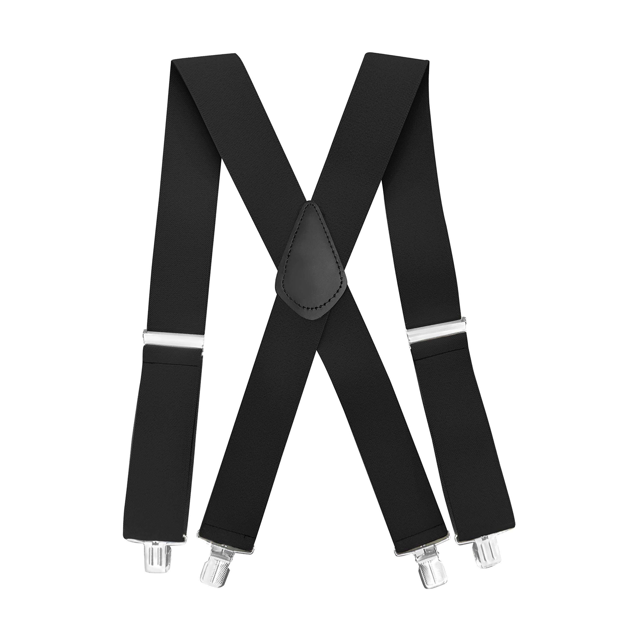 Jackster Adjustable X-Back Suspenders with Jumbo Clips - for Work & Formal Wear