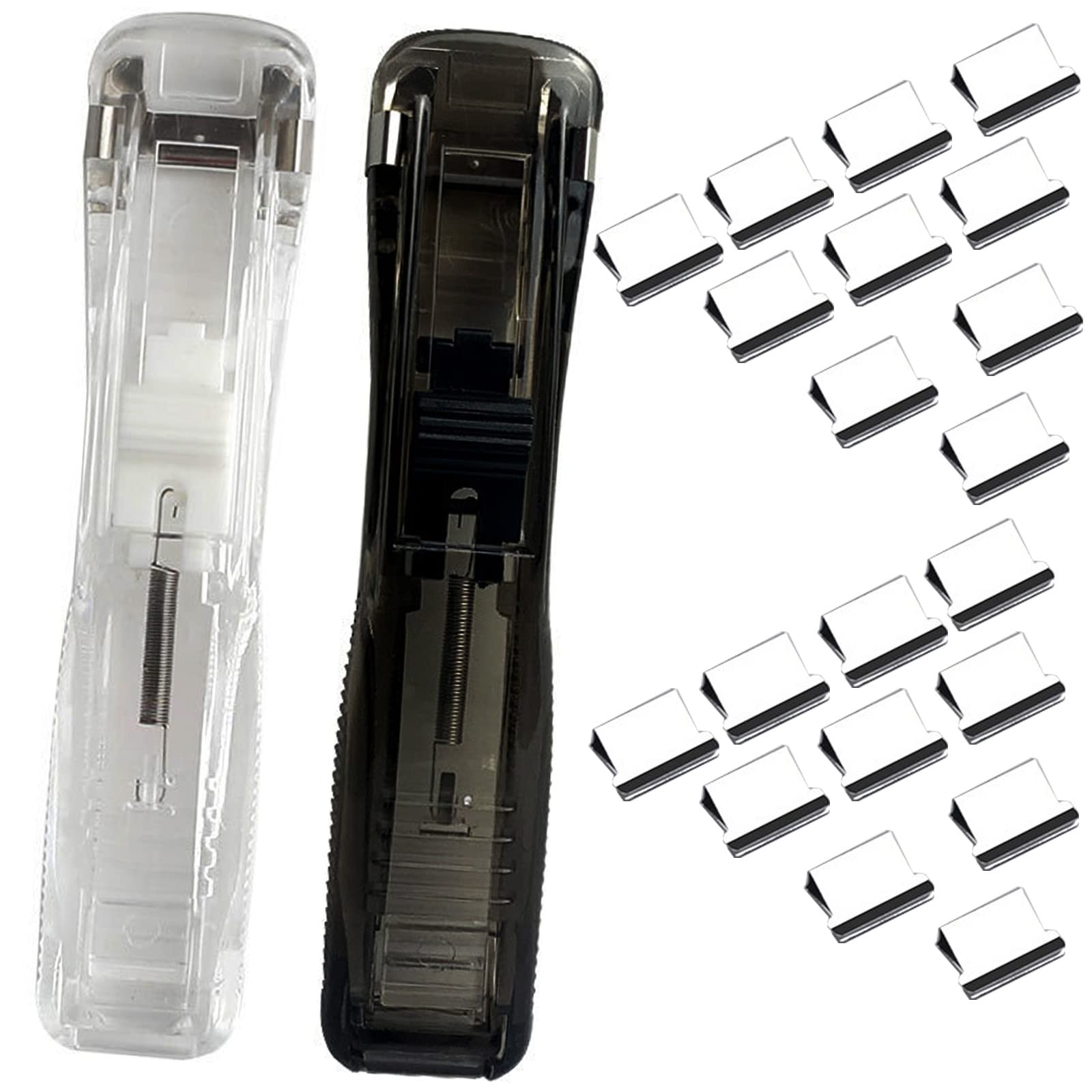 2-Pack Metal Clip Pusher Stapler Clips - Heavy Duty Push Clamp for Office Paper, Book Binding & Document Organization - Perfect for Office Supplies, Home Desk & School Accessories (Paper Clips, Staples, Files)
