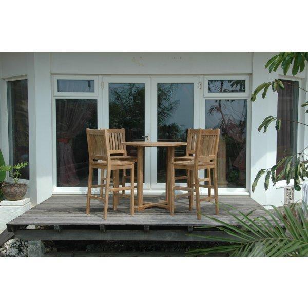 Bahama Avalon 5-Piece Outdoor Round Bar Set with Stools - Patio, Poolside & Backyard Entertaining