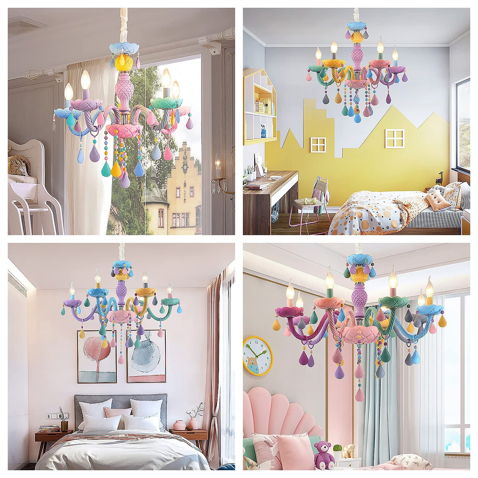 **DJAMEL 8-Light Crystal Chandelier - Elegant Princess Room Ceiling Light for Bedroom & Kids Room, Warm Romantic Lighting Decor (D73xH60cm) - Perfect for Weddings, Nurseries & Home Decor**