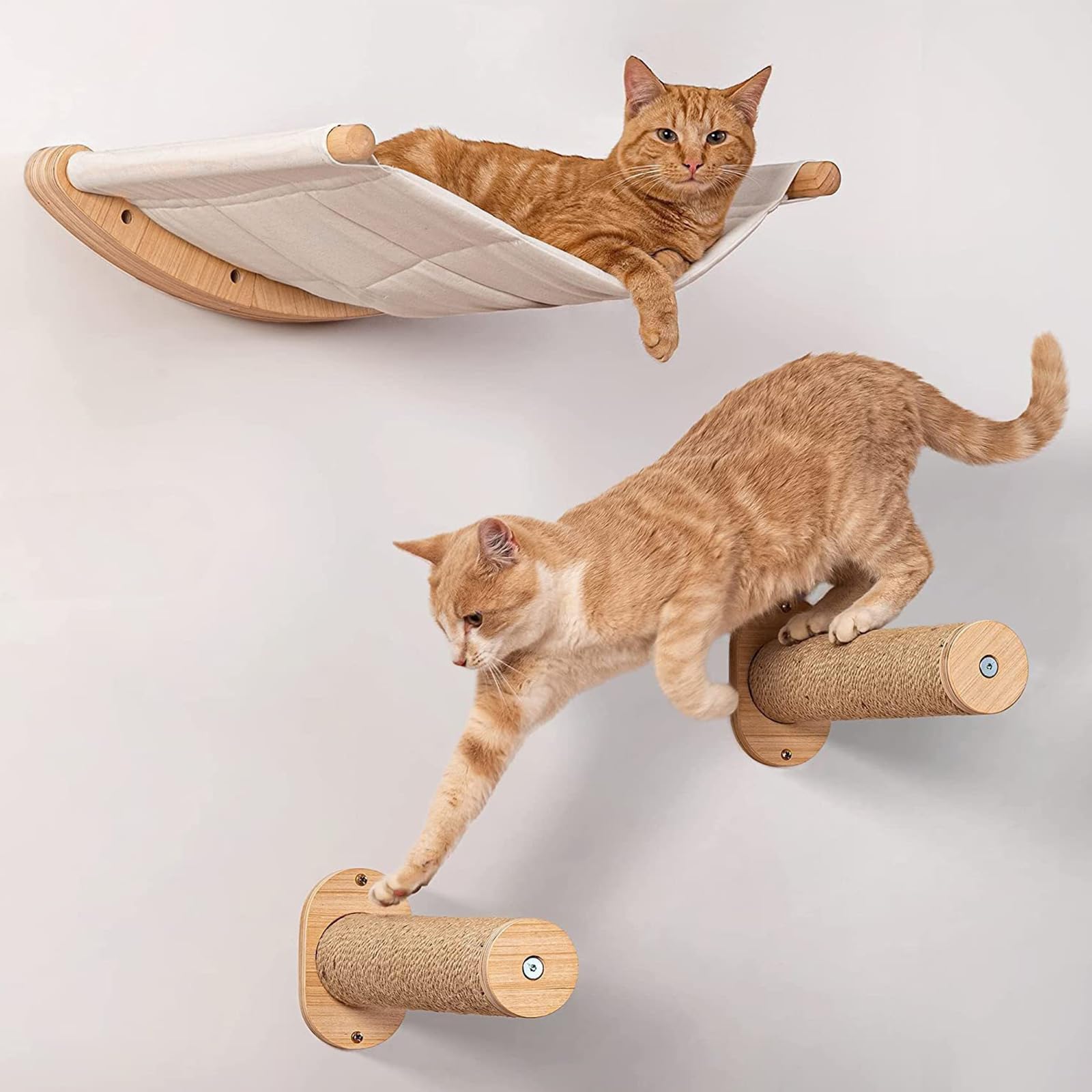 2 Pack Cat Wall Steps - 11.8 Inch Climbing Shelves with Jute Rope for Indoor Cats | Wall-Mounted Cat Furniture for Playing, Climbing & Scratching | Perfect for Small Spaces & Cat Exercise