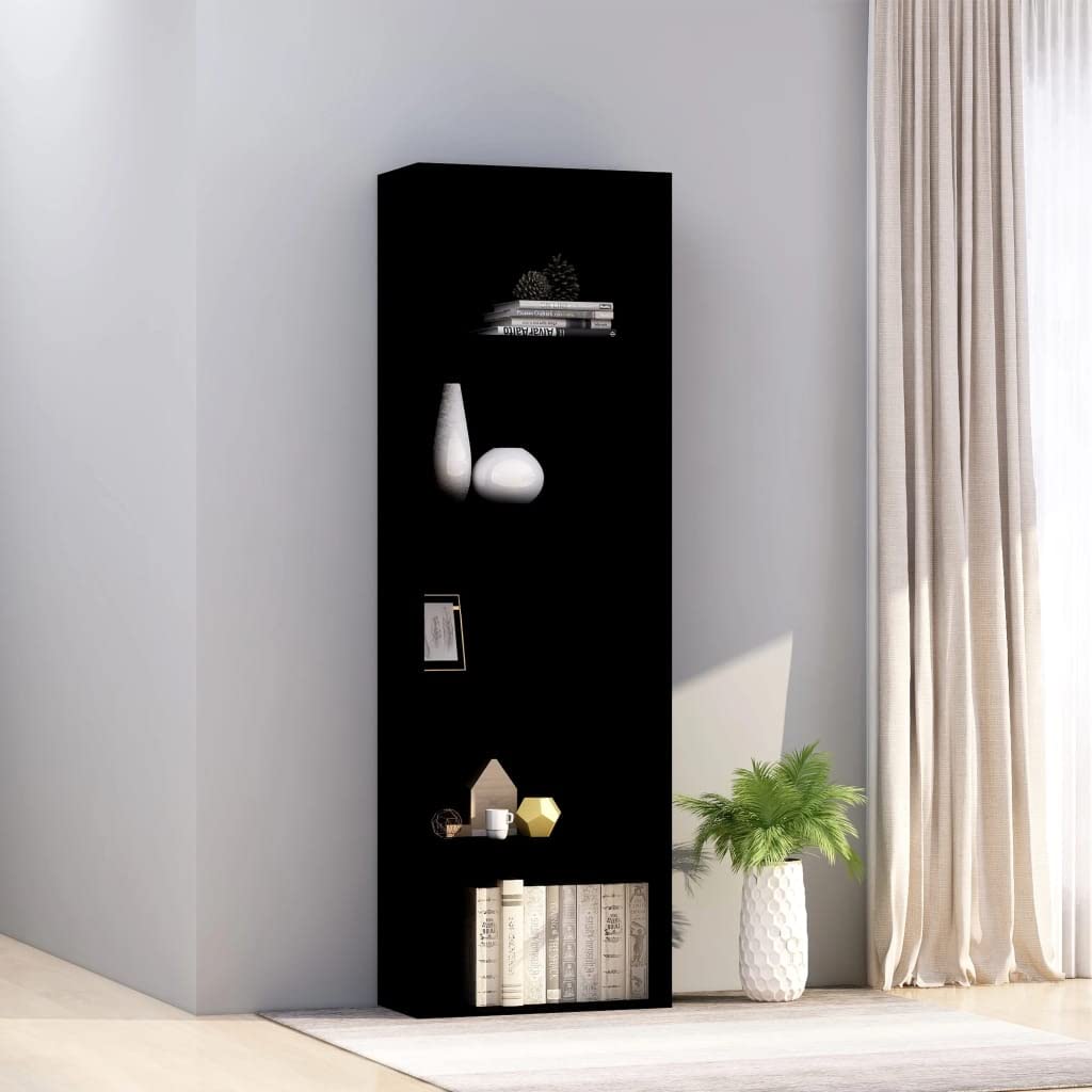 5-Tier Black Bookcase & Storage Cabinet - 23.6