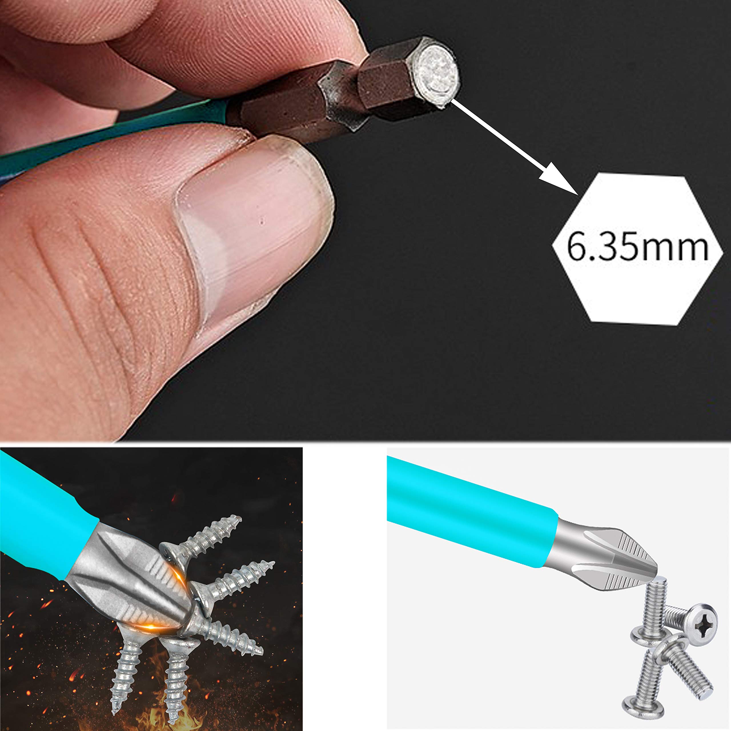KEWAYO 10Pcs Magnetic Screwdriver Bits Set - PH2 Phillips Head, 2.76 Inch (70mm) Length, 1/4