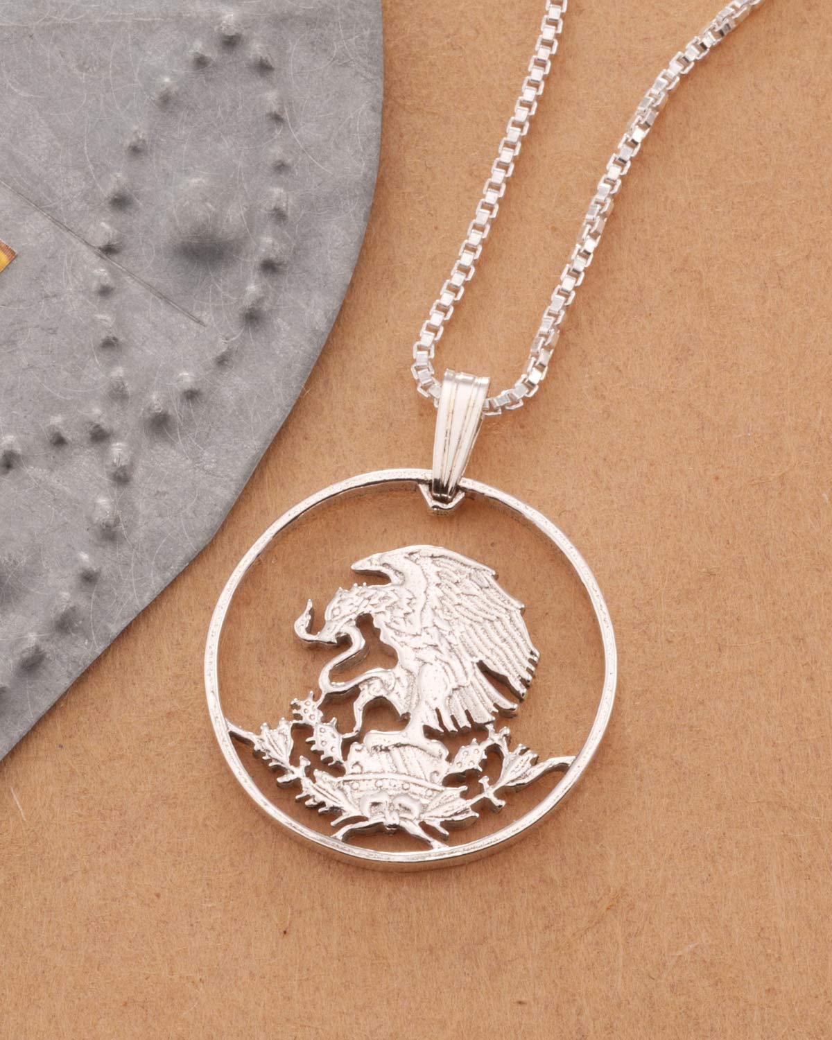 Authentic Mexican Eagle Coin Pendant Necklace - Sterling Silver Eagle Jewelry for Men & Women - Perfect for Gifts, Parties, and Cultural Fashion
