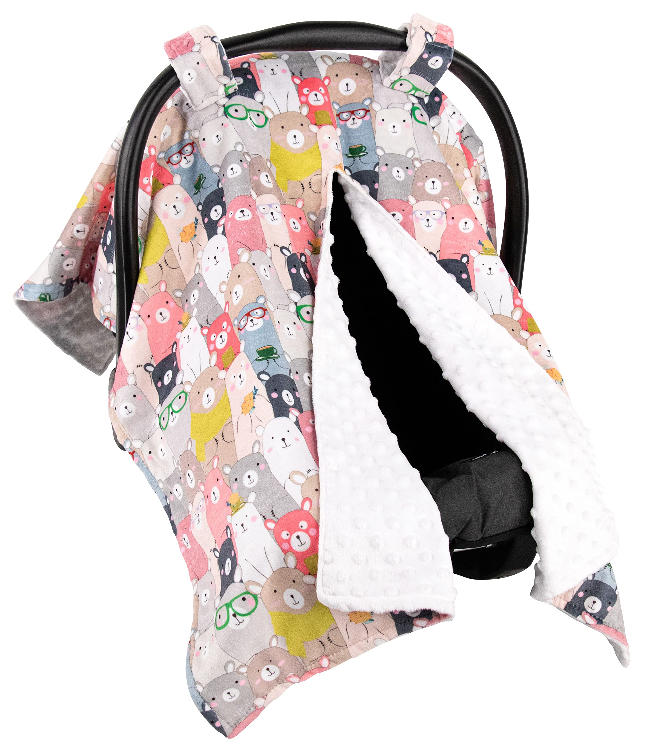 Premium Minky Baby Car Seat Cover - Soft & Cozy Bear Design, 40