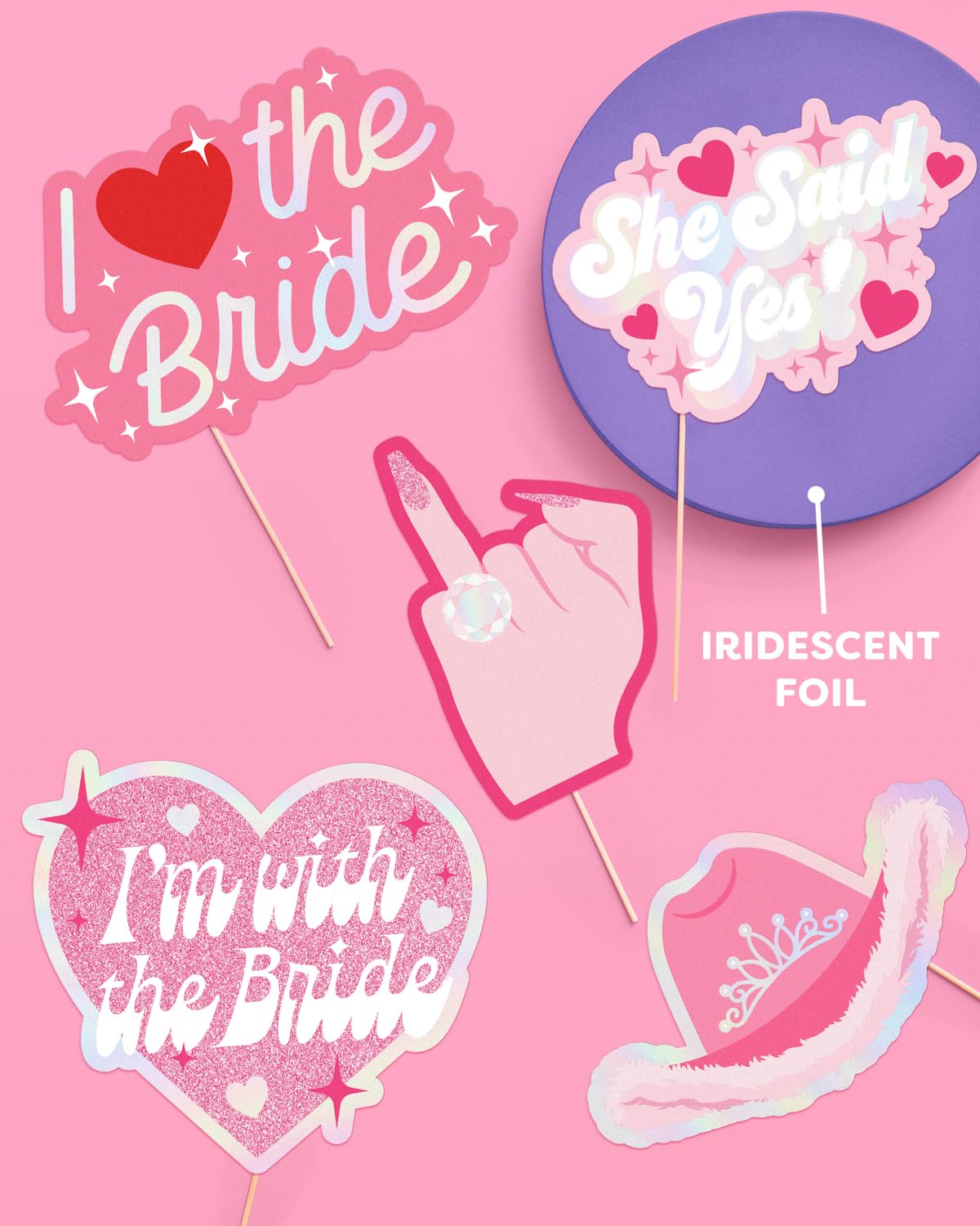 Rose Gold Bachelorette Photo Booth Props - 24 Pre-Assembled Future Mrs Party Decorations for Bride to Be, Bridal Shower & Wedding Celebrations - Perfect for Bachelorette Parties, Bridal Showers & Wedding Receptions