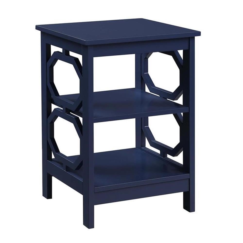 Home Square Omega End Table Set of 2 - Cobalt Blue Wood Finish Nightstand for Living Room, Bedroom & Office | Modern Side Table with Storage Shelf