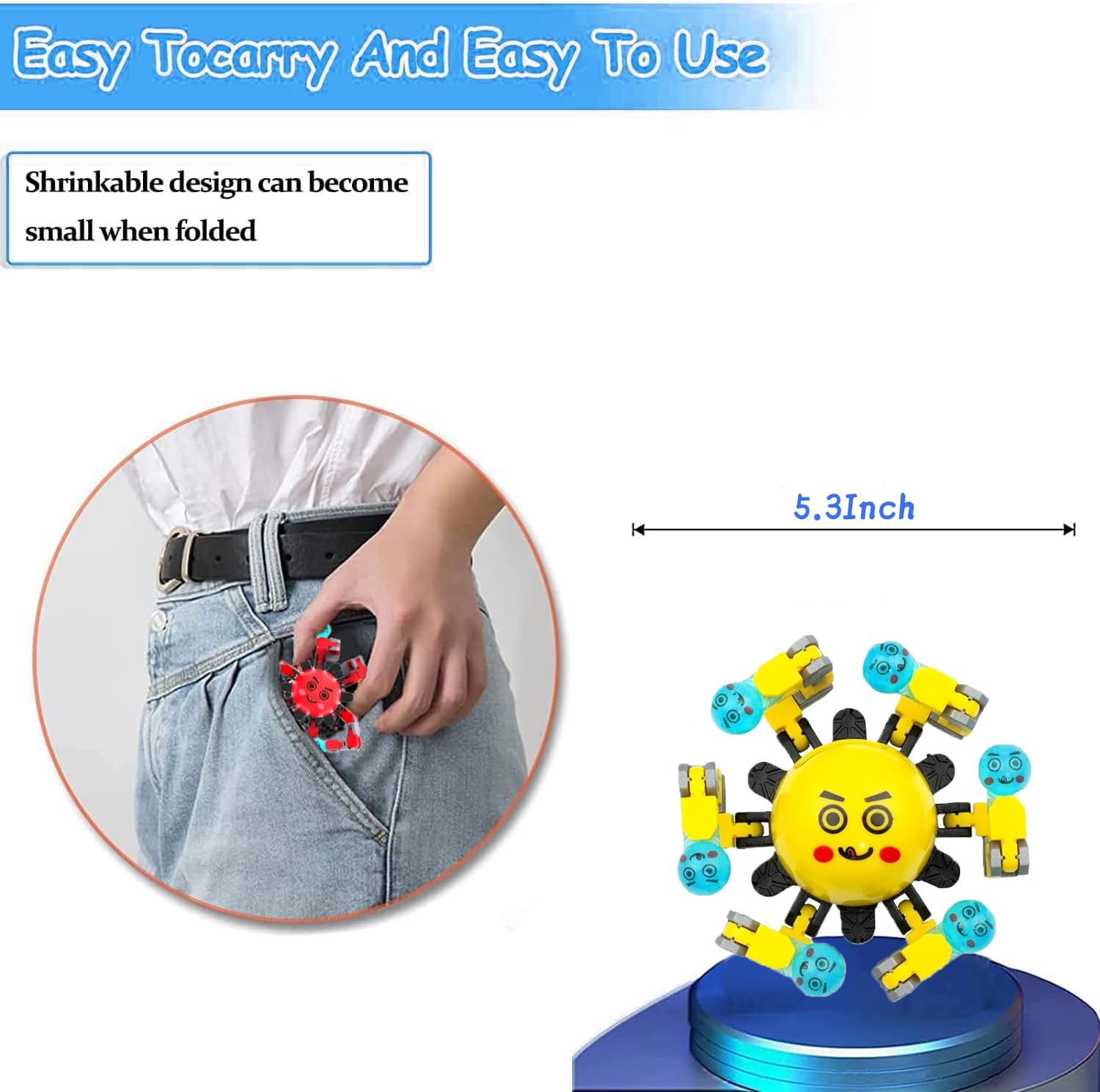 20 Pack Transformable Fidget Spinner Toys for Kids & Adults - Stress Relief Sensory Toys for Autism ADHD - Birthday Party Favors, Easter Basket Fillers, Classroom Rewards, Stocking Stuffers for Boys & Girls - Perfect for Home, School, Travel and Office Use