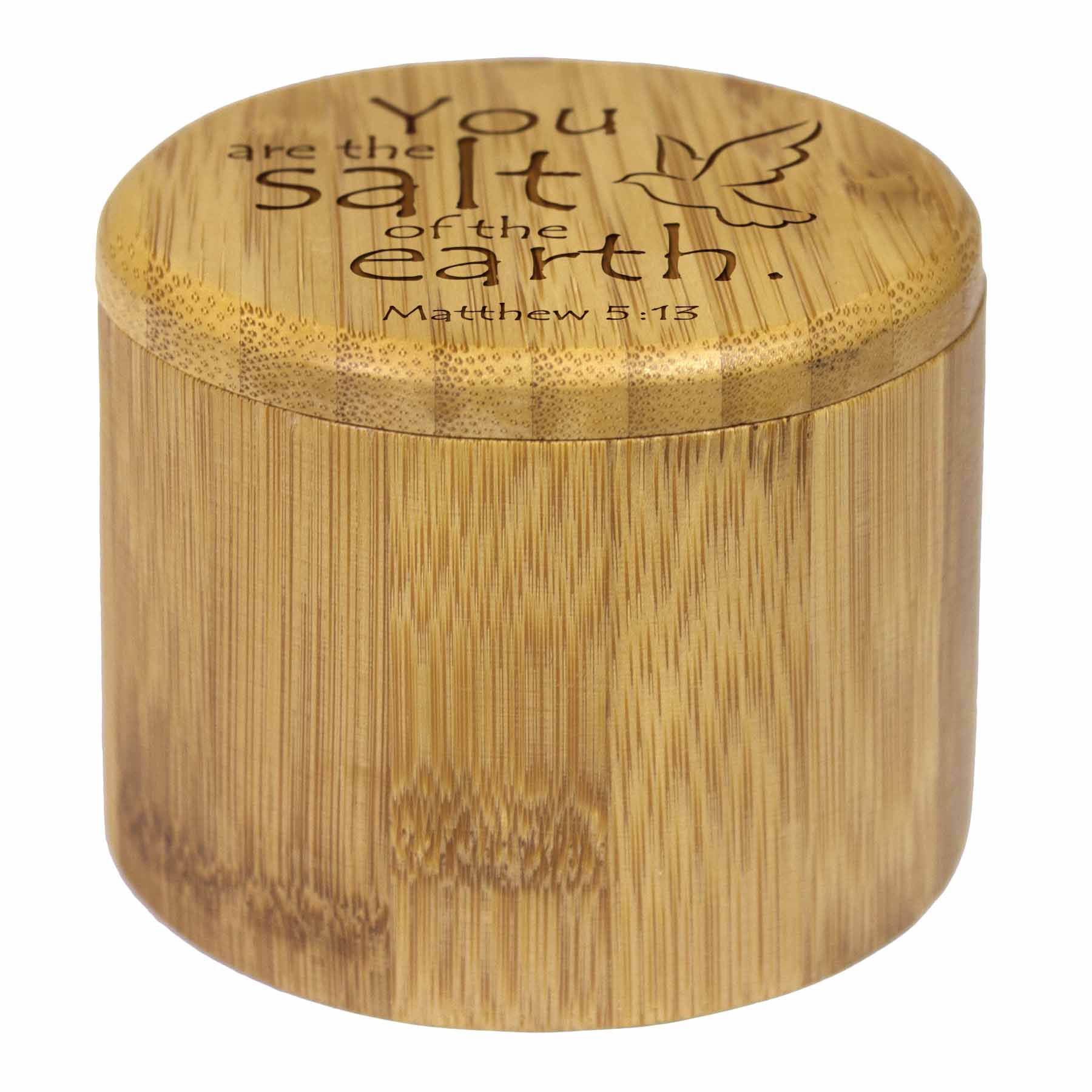 Salt of the Earth Engraved Salt Cellar - 6 Oz Ceramic Salt Dish with Lid for Kitchen & Dining Table - Perfect for Cooking, Baking, and Entertaining