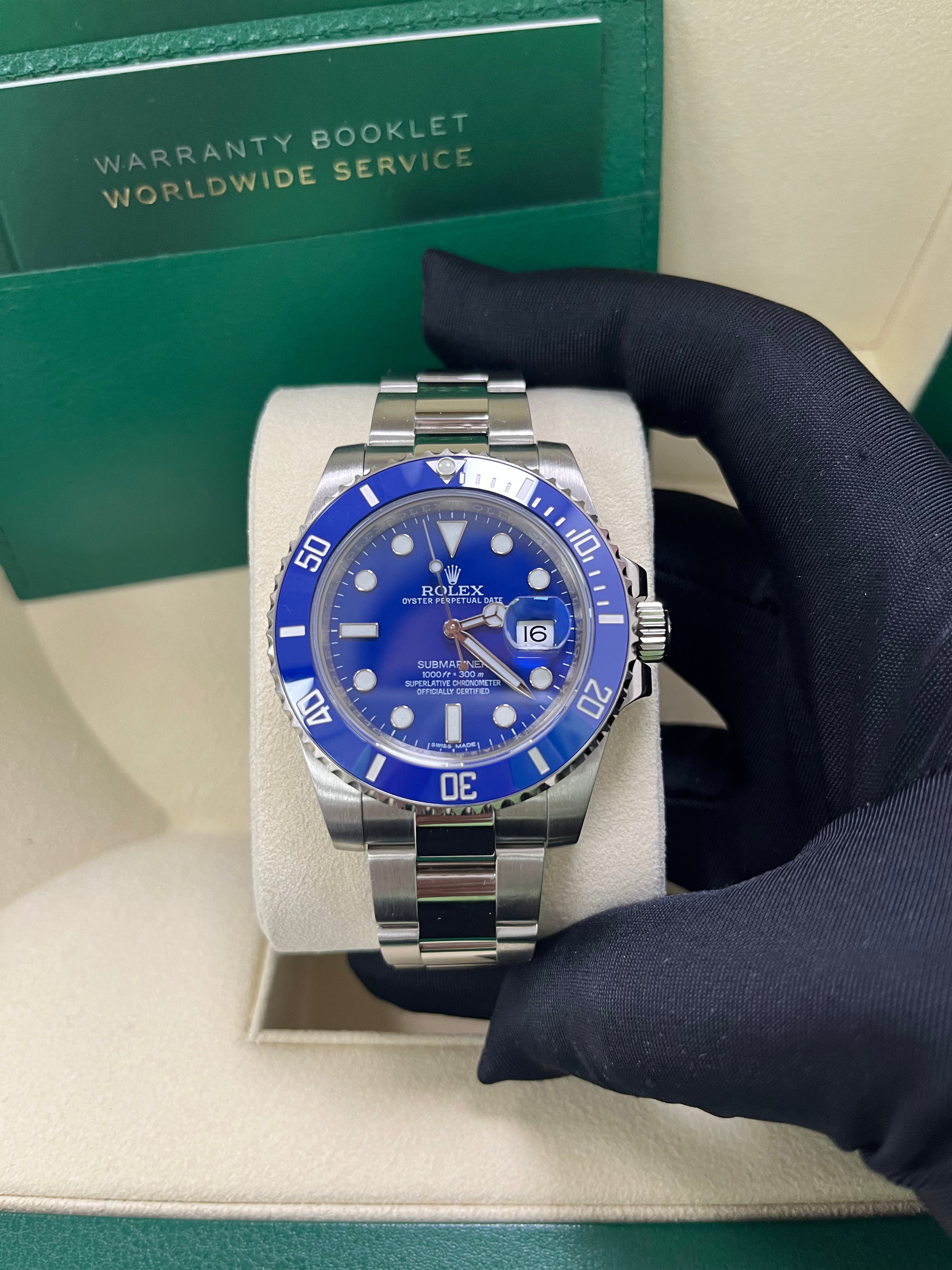 Rolex Submariner Date 40mm White Gold Blue Dial Smurf Watch (Ref. 116619LB) - Luxury Diving Timepiece for Men, Perfect for Water Sports & Formal Occasions