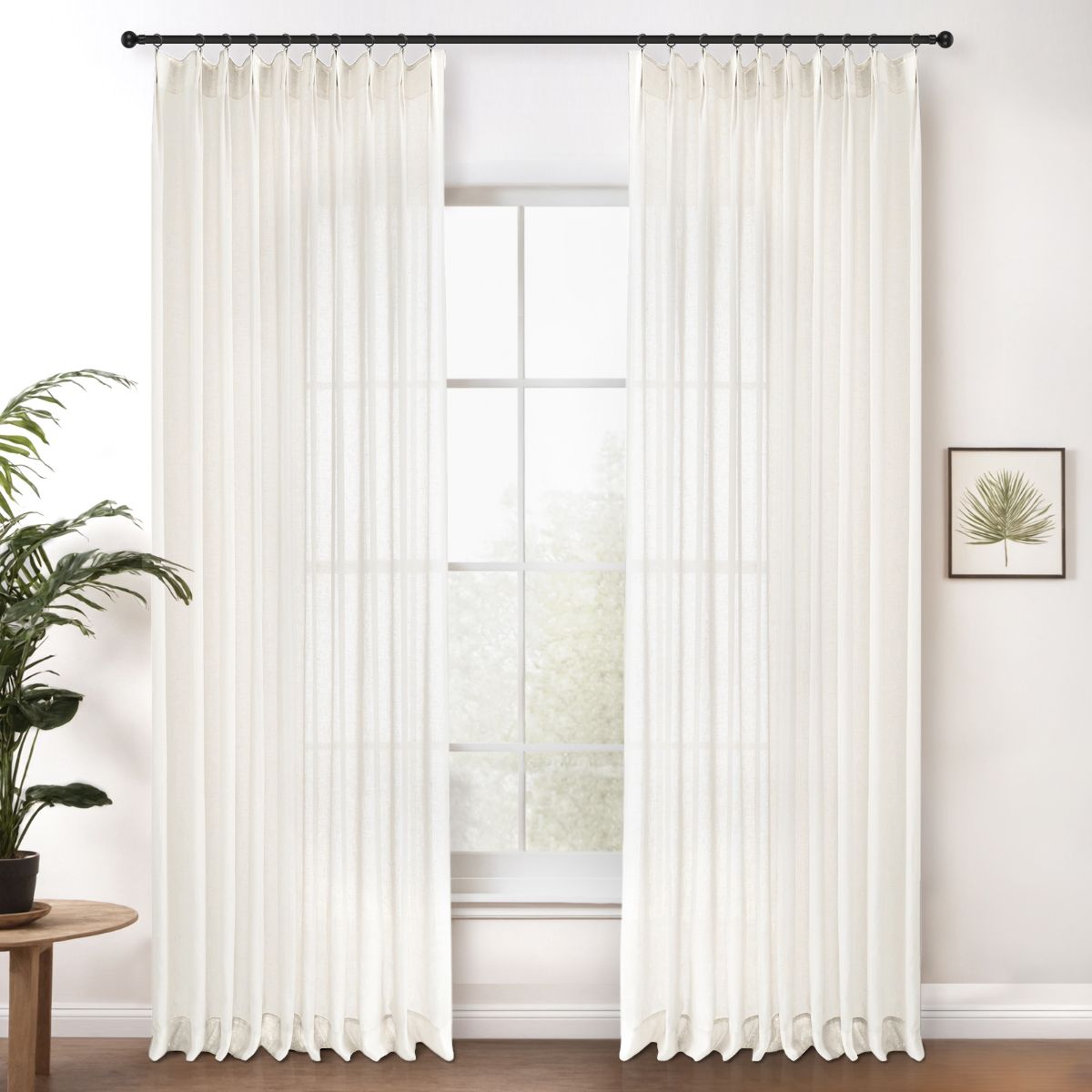 Natural Cloud Linen Sheer Curtains - Soft Breezy Pleated Drapes in Warm White | Custom Window Treatments for Living Room & Bedroom