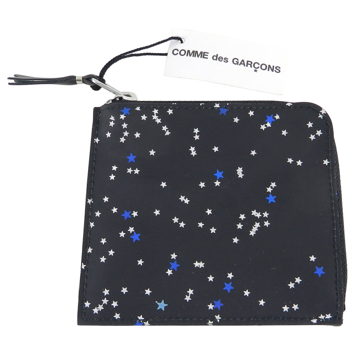 Comme des Garcons Blue Stars Zip Around Wallet - Stylish & Compact Card Holder for Men & Women - Perfect for Everyday Use, Travel & Gifts