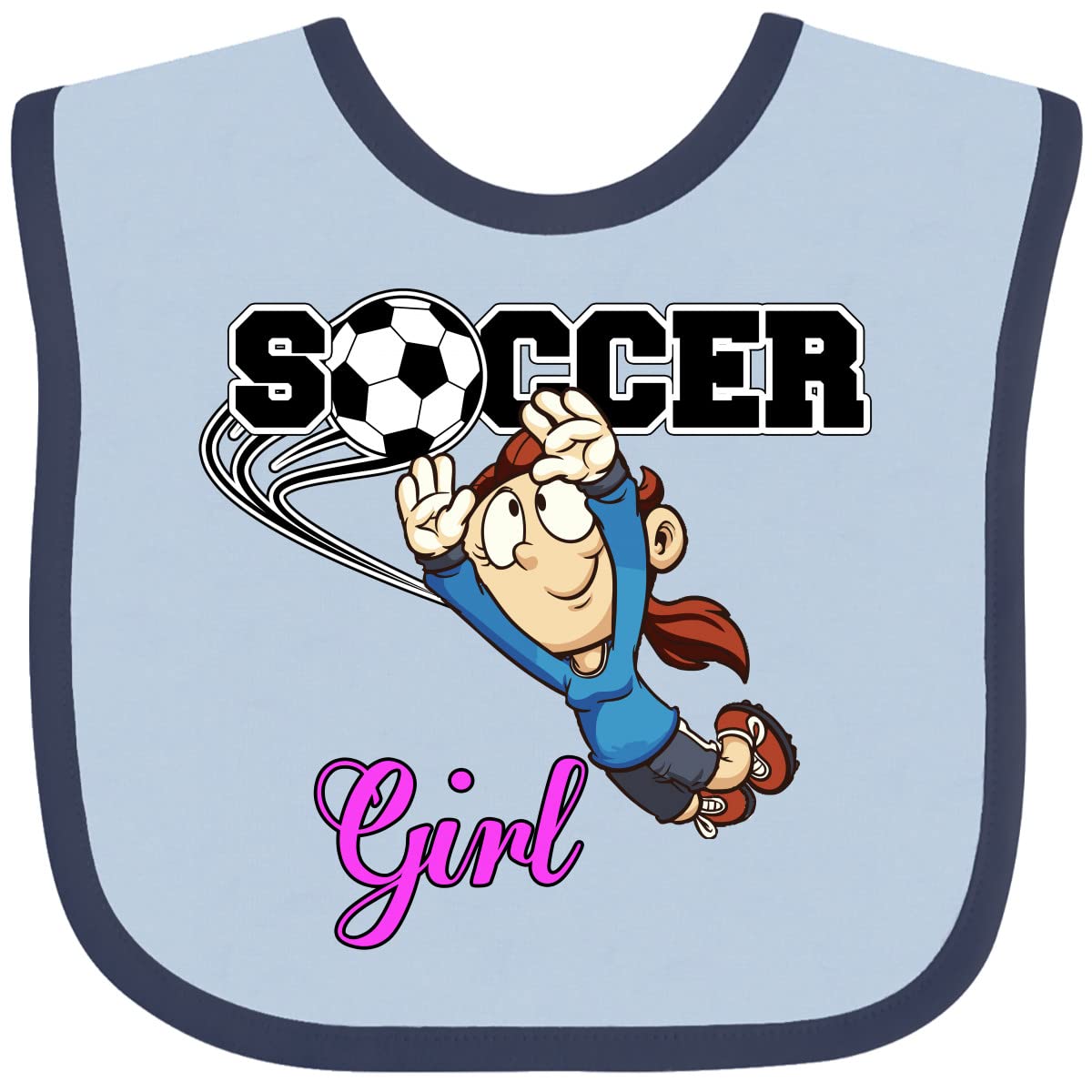Inktastic Soccer Girl Goalie Baby Bib - Adorable Soccer-Themed Drool Bib for Toddlers - Perfect for Game Day, Playtime & Soccer Practice