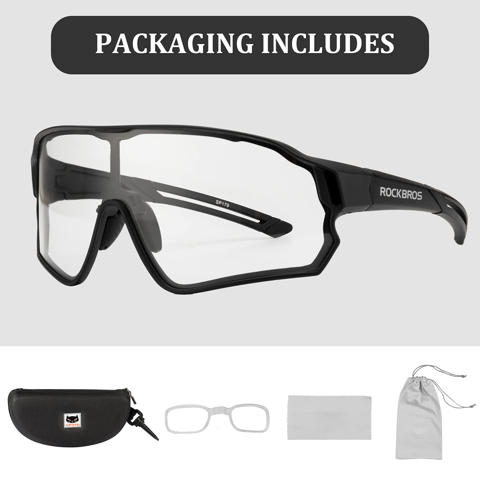 ROCKBROS Photochromic Cycling Sunglasses for Men - UV Protection Sports Bike Glasses for Running, Hiking & Outdoor Activities