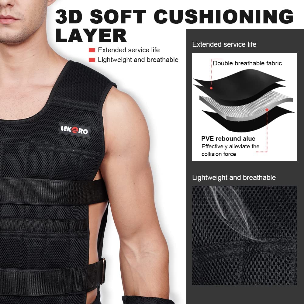 44LB Adjustable Weighted Vest for Men & Women - Workout Training Fitness Jacket with 96 Steel Plates - Perfect for Strength Training, Running, CrossFit & Home Gym Workouts