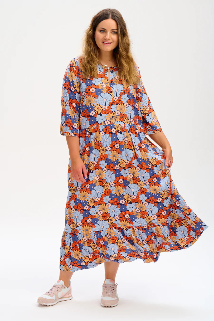 Lauren Maxi Smock Dress - Retro Floral Print Long Casual Dress for Women | Perfect for Summer Outfits, Beach Vacations & Boho Style