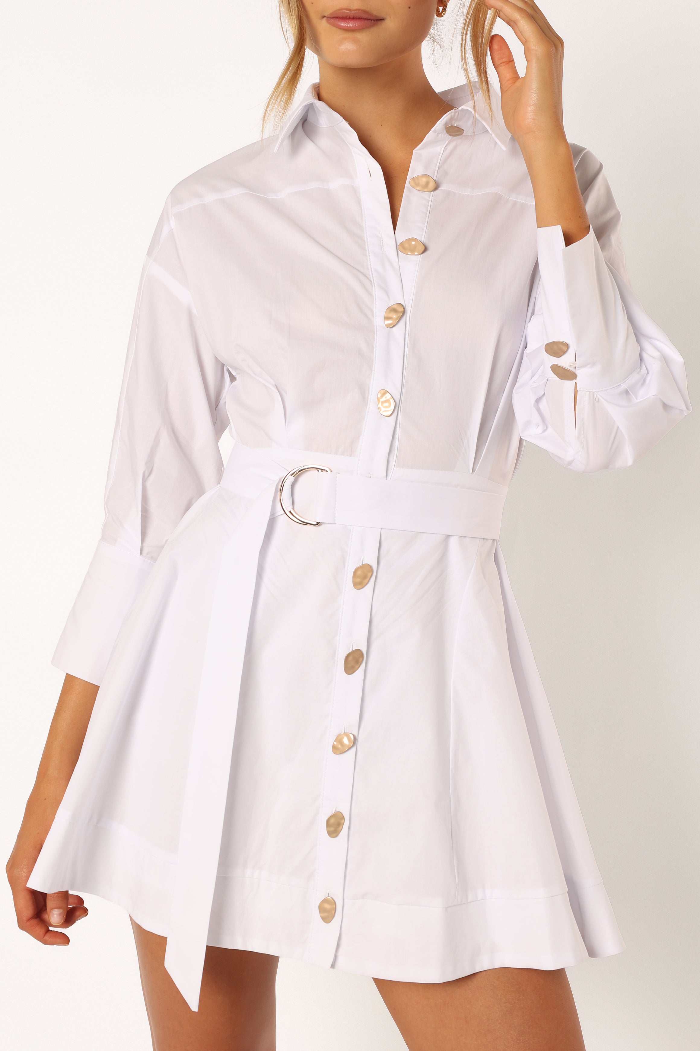 Julia Belted Mini Dress - Elegant White Summer Dress for Women | Perfect for Parties, Dates & Casual Outings