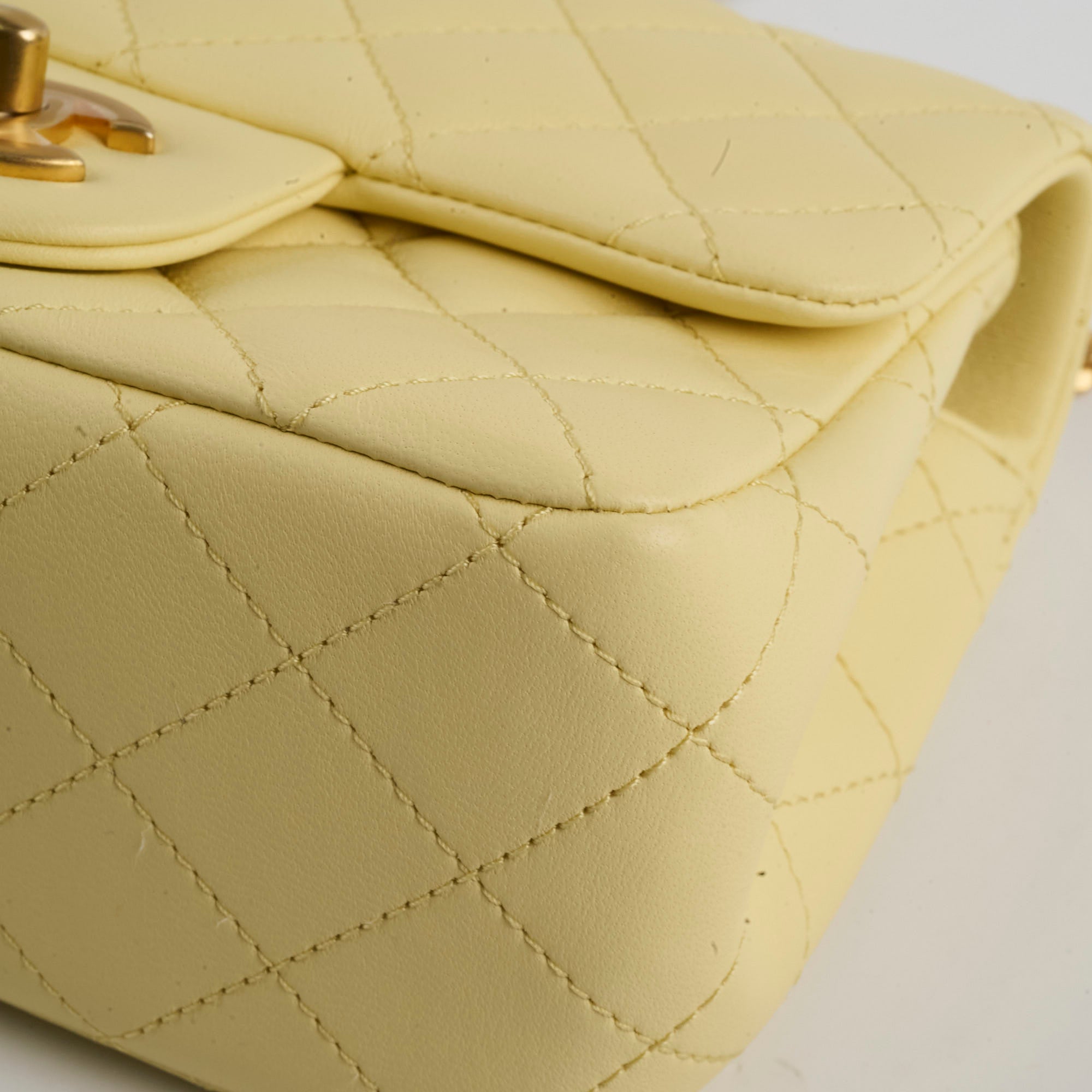 Chanel Mini Square Lambskin Camellia Crush Light Yellow Microchip Bag - Luxury Crossbody Purse for Women, Perfect for Date Night & Special Occasions