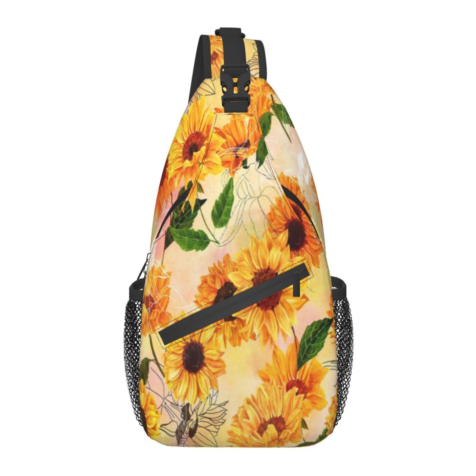 Tie-Dye Sunflower Crossbody Sling Bag for Men & Women - Adjustable Lightweight Shoulder Backpack for Travel, Hiking, Gym, Biking & Camping - Perfect for Outdoor Adventures & Casual Daily Use