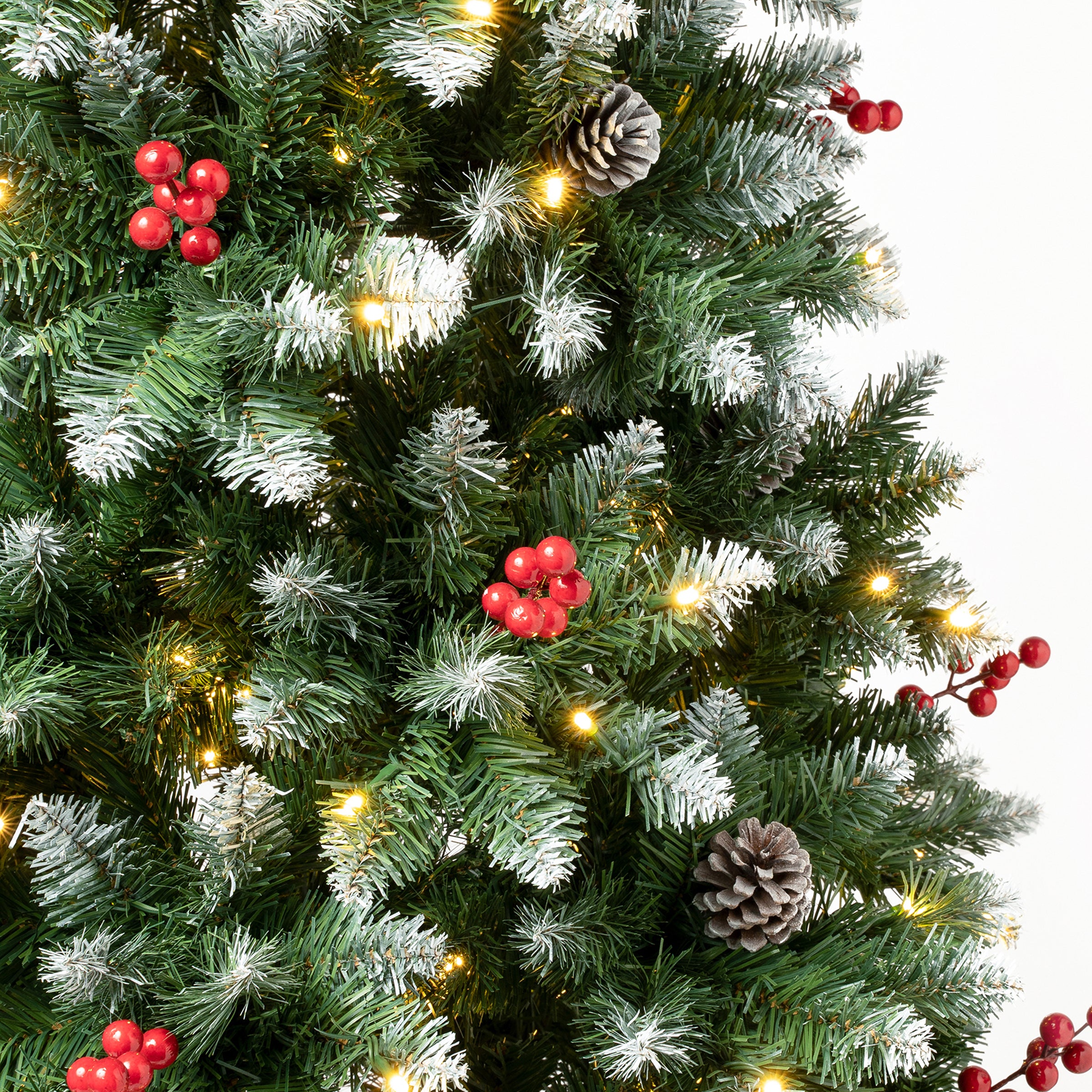 7.5 ft Pre-Lit Cullen Slim Artificial Christmas Tree with 500 Warm White LED Lights - Perfect for Small Spaces, Apartments & Office Decor