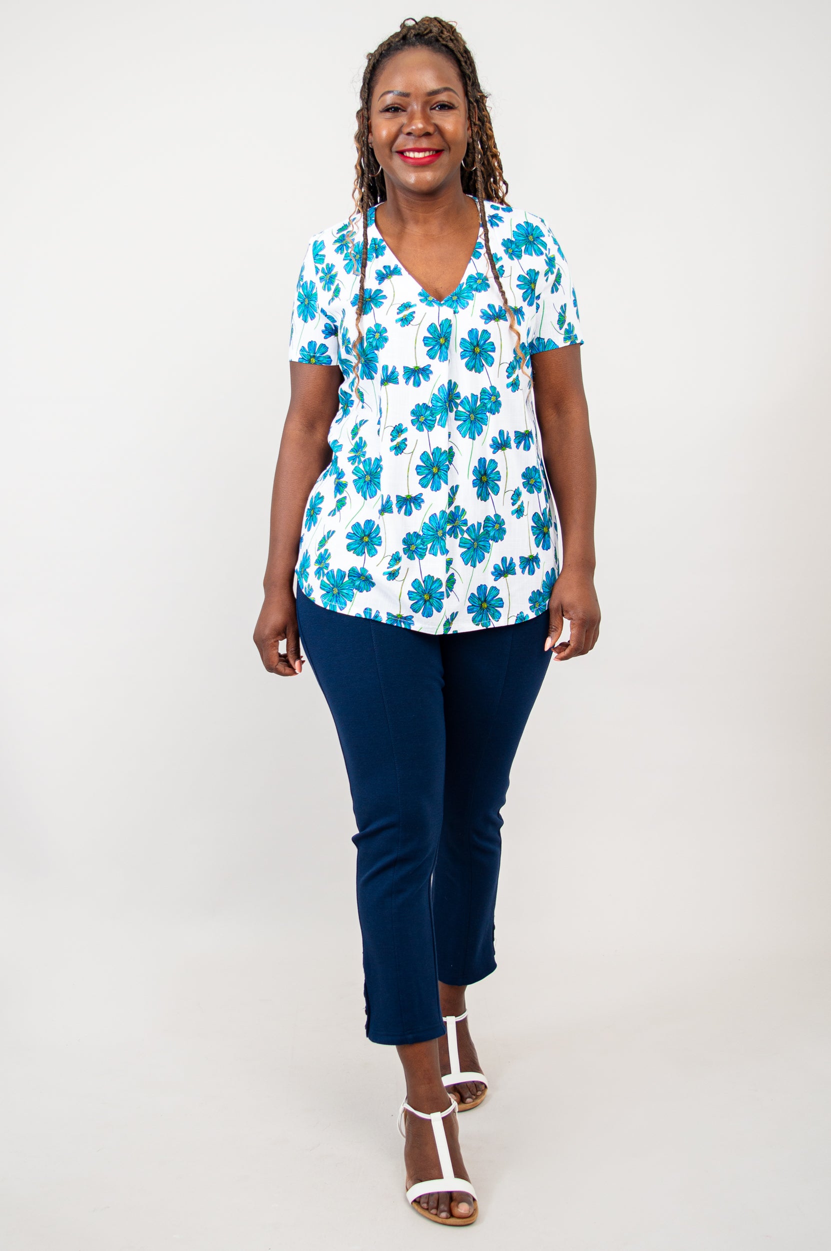 Bailey Short Sleeve Top for Women - Soft Linen Bamboo Blend in Aster Purple - Perfect for Summer, Casual Outings & Beach Wear