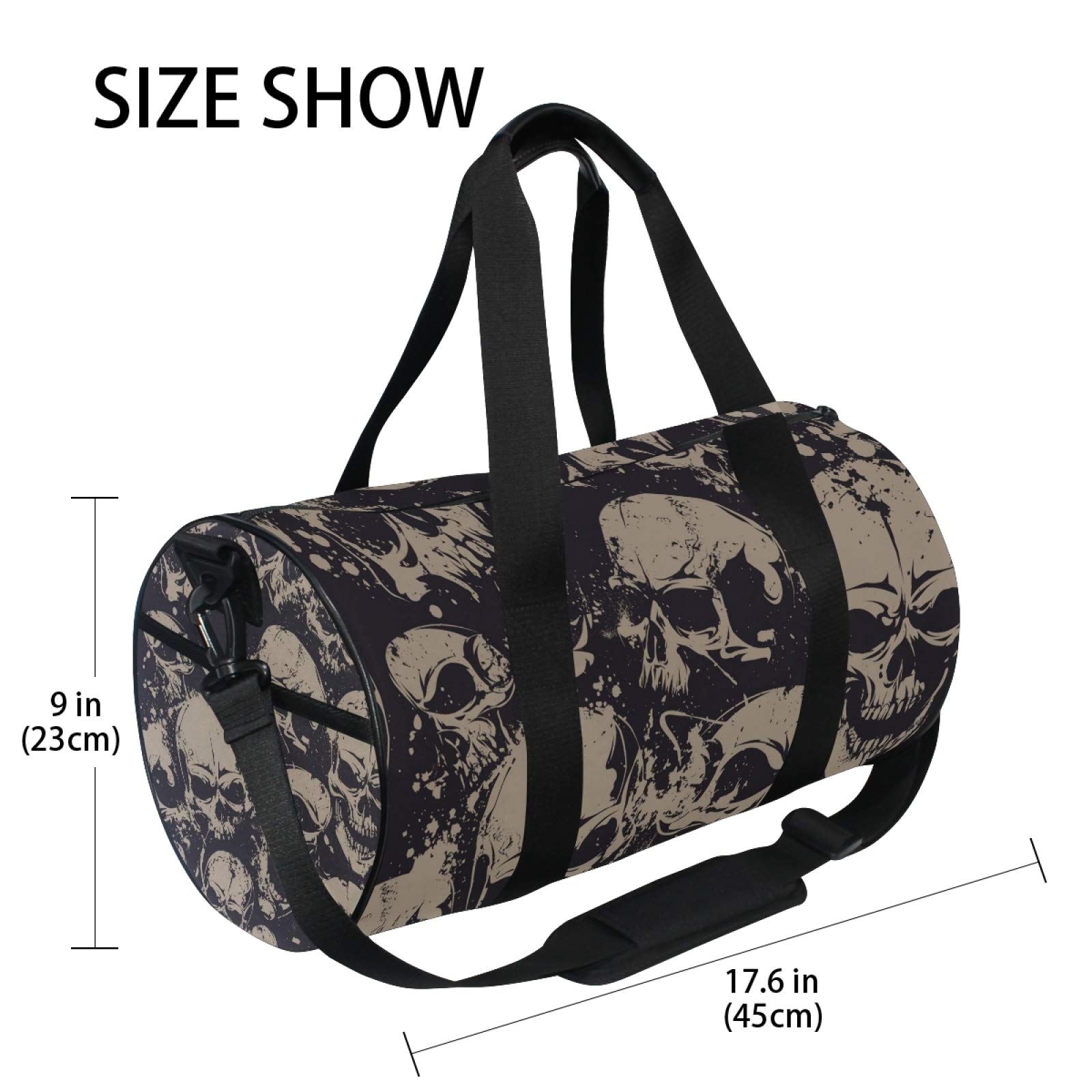 Halloween Grunge Skull Gym Bag - Durable Canvas Sports & Travel Duffle Bag for Men & Women - Perfect for Gym, Workouts, Travel & Cosplay Costume Accessories