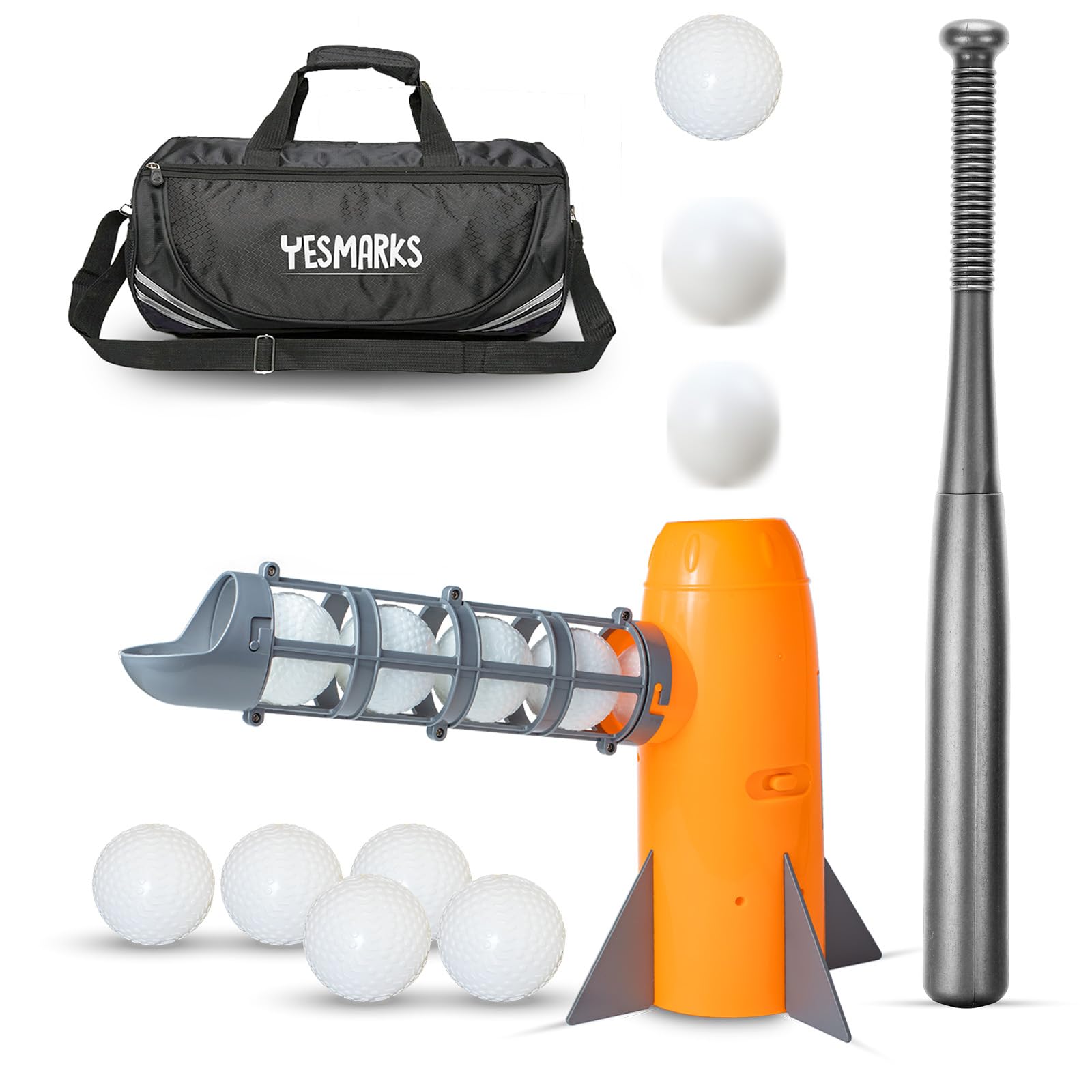 **Kids Baseball Pitching Machine - Automatic Batting Trainer with 10 Baseballs, Bat & Carry Bag | Outdoor Sports Training Equipment for Youth | Perfect for Backyard Practice & Team Drills**