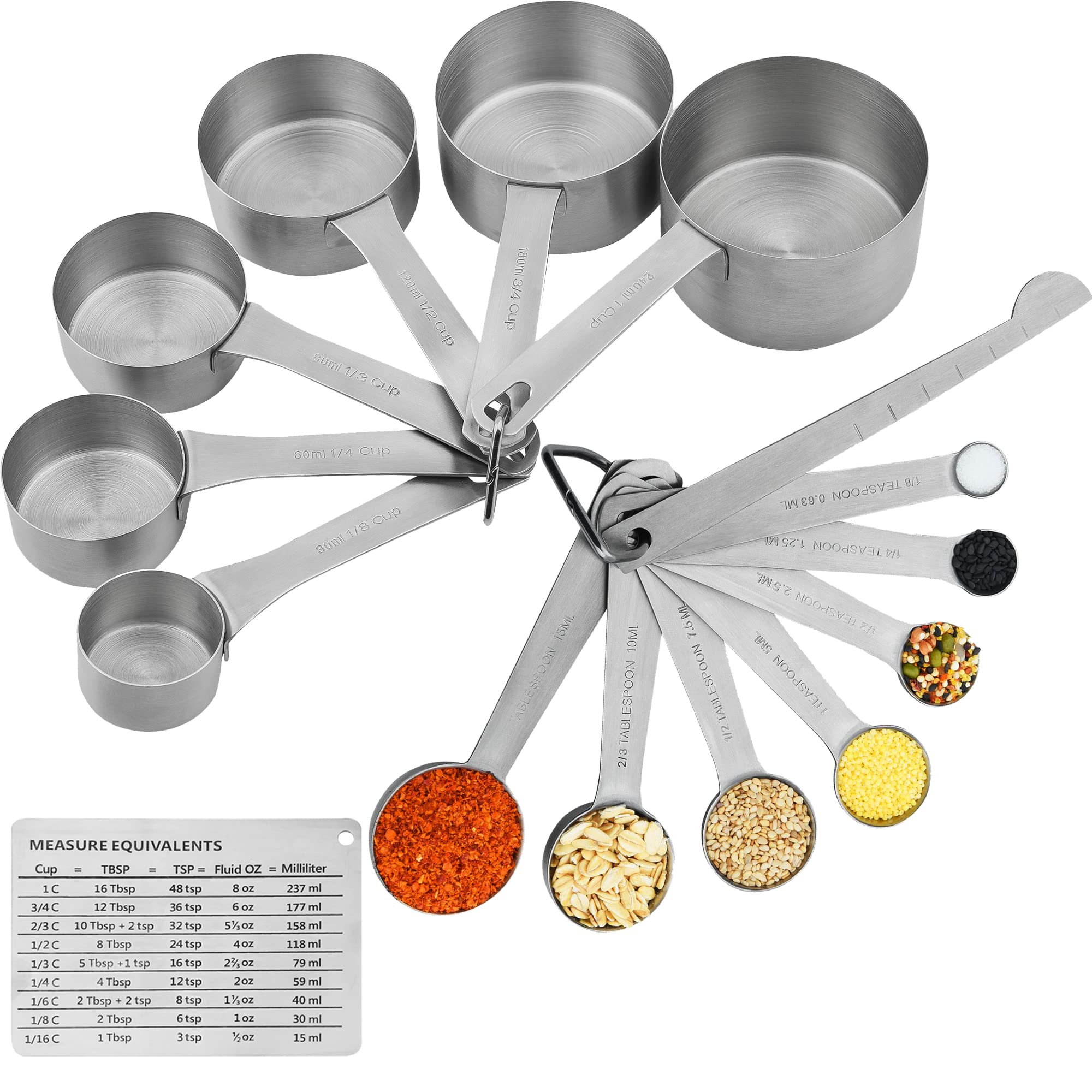 Premium Stainless Steel Measuring Cups and Spoons Set - 6 Cups & 7 Spoons with Leveler & Conversion Chart - Essential Kitchen Tools for Baking, Cooking, Meal Prep - Perfect for Home Chefs, Bakers & Cooking Enthusiasts