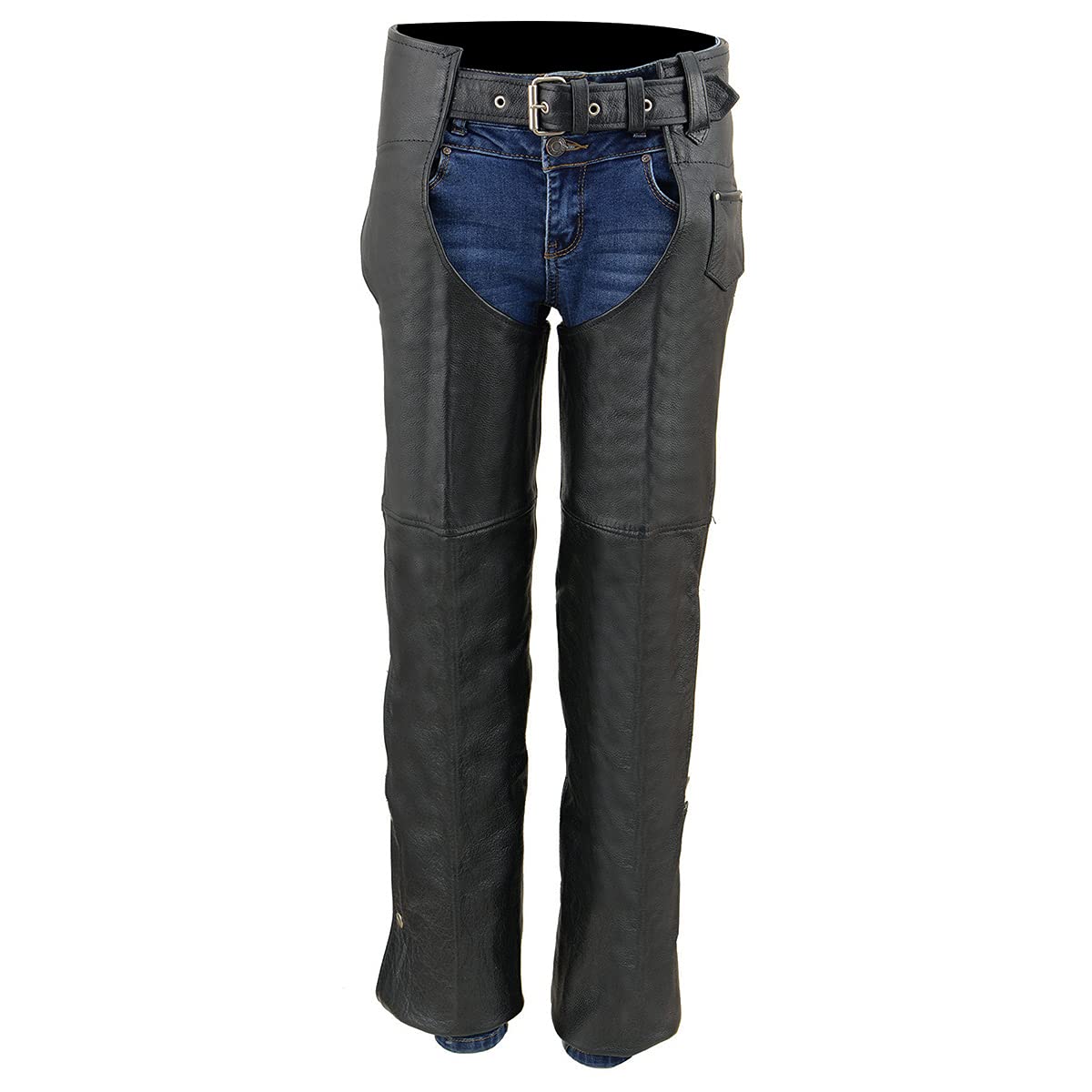 Milwaukee Leather SH2013 Kids Unisex Black Classic Leather Chaps - 3X-Large | Durable Motorcycle Riding Gear for Boys & Girls | Perfect for Bike Rides, Rodeos & Outdoor Adventures