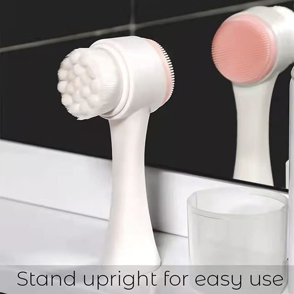 Exfoliating Facial Brush for Deep Cleansing & Pore Care - Pink Skin Care Tool with Ergonomic Plastic Handle | Perfect for Daily Face Cleansing & Makeup Removal