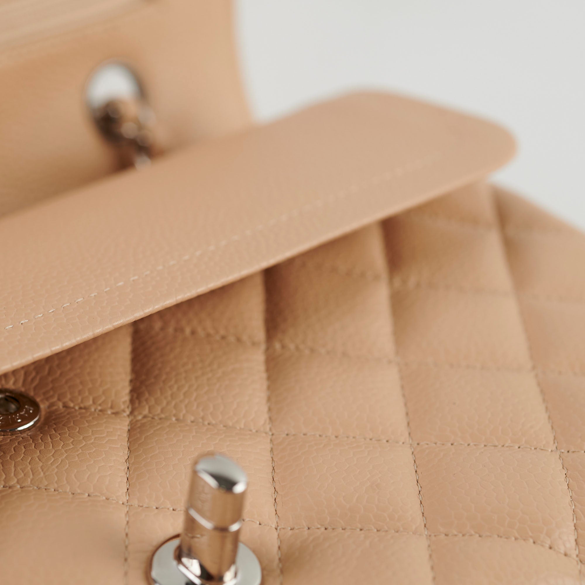 Chanel Medium/Large Caviar Double Classic Flap Bag in Beige | Luxury Designer Handbag for Women | Perfect for Work, Evening Events & Special Occasions