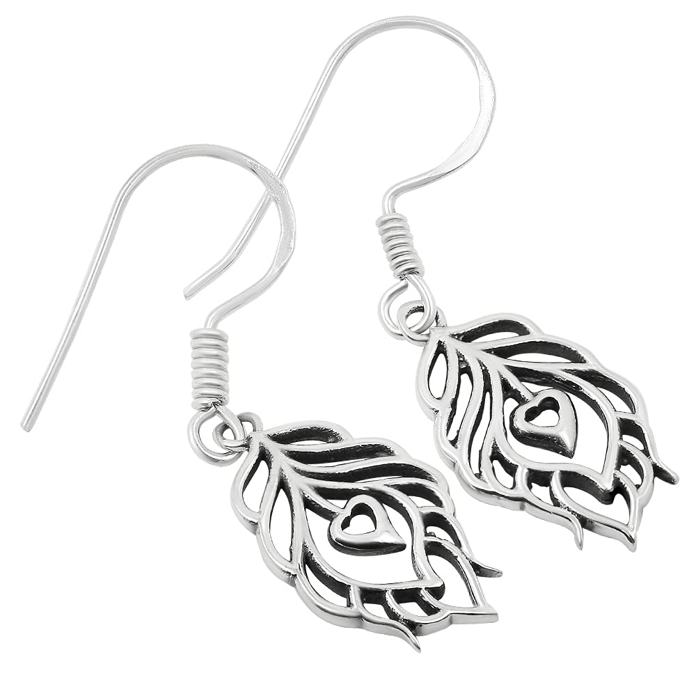 Sterling Silver Feather Dangle Earrings for Women - Elegant Handmade Jewelry Gift for Christmas, Birthday, Party & Special Occasions