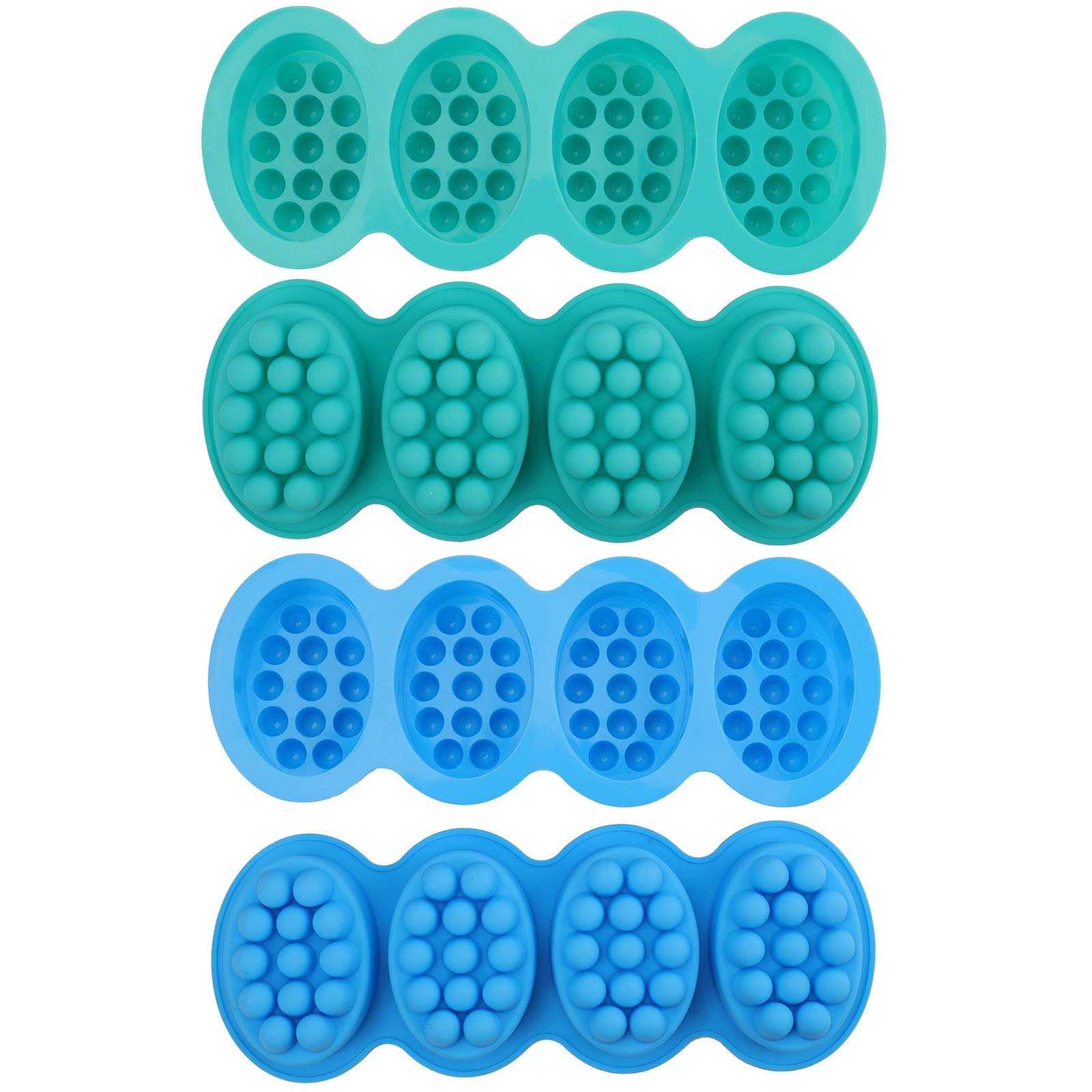 Hedume 4 Pack Silicone Massage Bar Soap Molds - 4 Cavity Nonstick BPA Free Soap Making Molds for Handmade Soaps, Candles & DIY Crafts - Perfect for Home Spa, Gifts & Bath Products