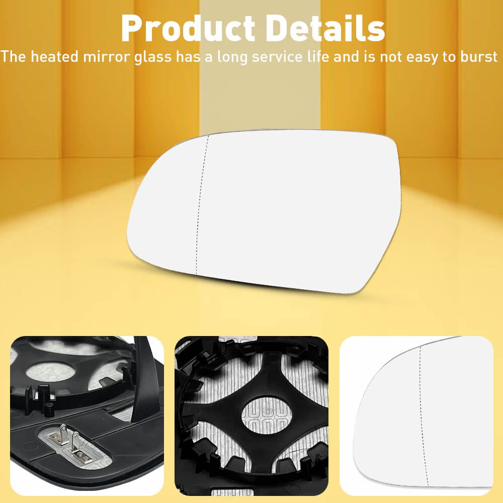Heated Side Mirror Glass for Audi A3 A4 A5 S4 S5 - Left & Right Replacement - Defrosting Rearview Mirror for Winter Driving Safety